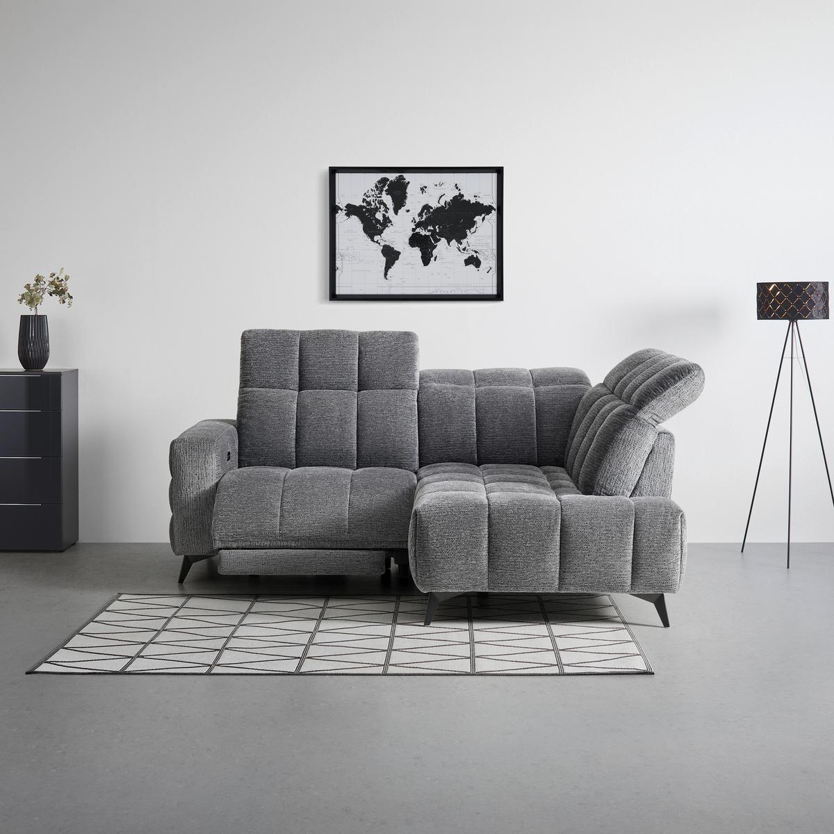 Wohnlandschaft Paris Dunkelgrau - Dunkelgrau/Schwarz, KONVENTIONELL, Holz/Textil (215/85/182cm) - Mömax