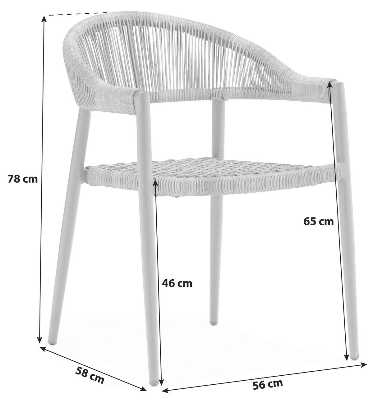 Gartensessel-Set 4-tlg. stapelbar Brooklyn Metall - Dunkelgrau/Graphitfarben, Basics, Kunststoff/Metall (56/58/78cm) - Gardenson