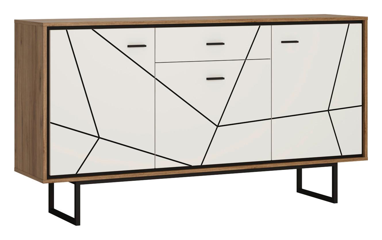 Komoda Brolo, Bela, Barva Hrasta - Moderno, kovina/umetna masa (167/90/40cm)