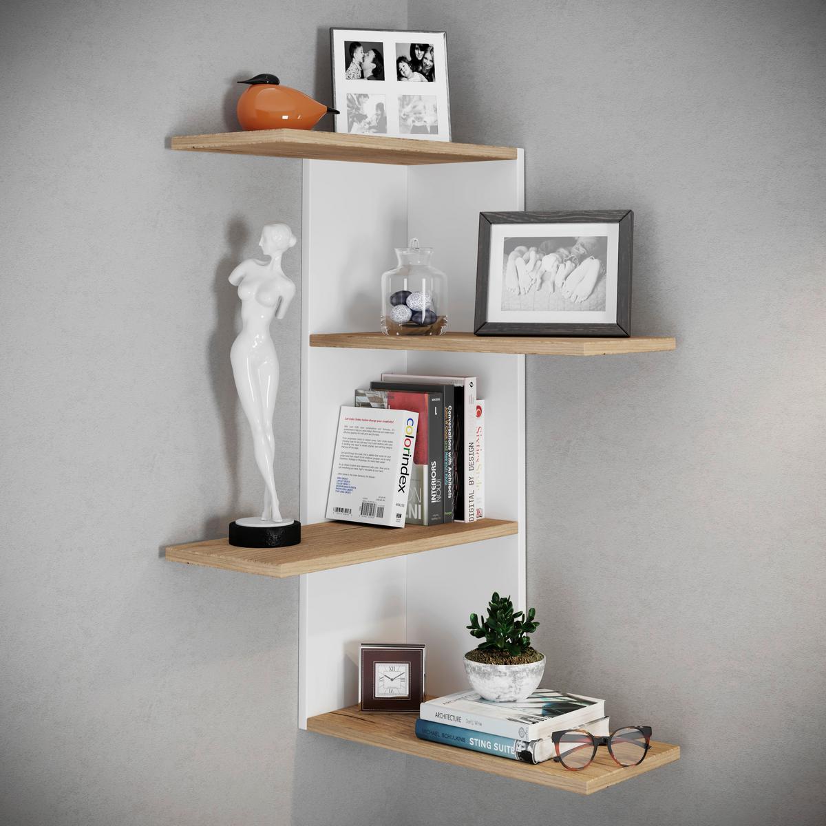 ECKREGAL BALOS - Honigeiche/Weiss, Lifestyle, Holzwerkstoff (45/77/45cm) - MID.YOU