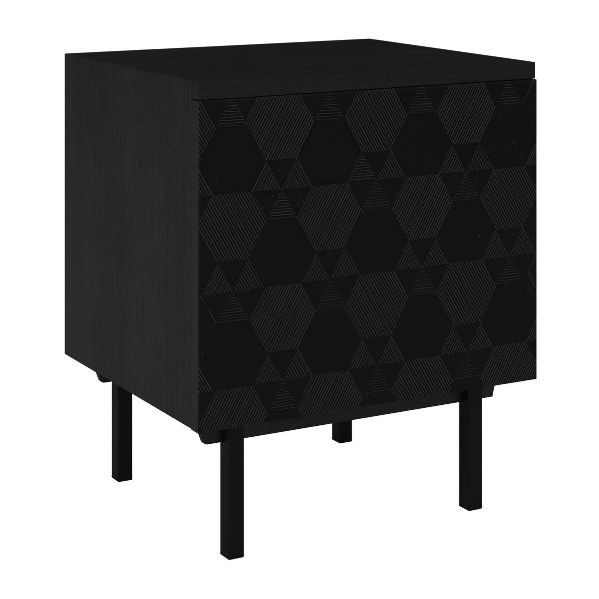 Nachttisch Roma ca. 48x56 cm MDF Schwarz - Schwarz, MODERN, Holz/Metall (48/56/38cm) - Bessagi Home