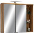 Spiegelschrank Eichefarben - Chromfarben/Eichefarben, MODERN, Glas/Holzwerkstoff (80/70/23cm) - PREMIUM LIVING