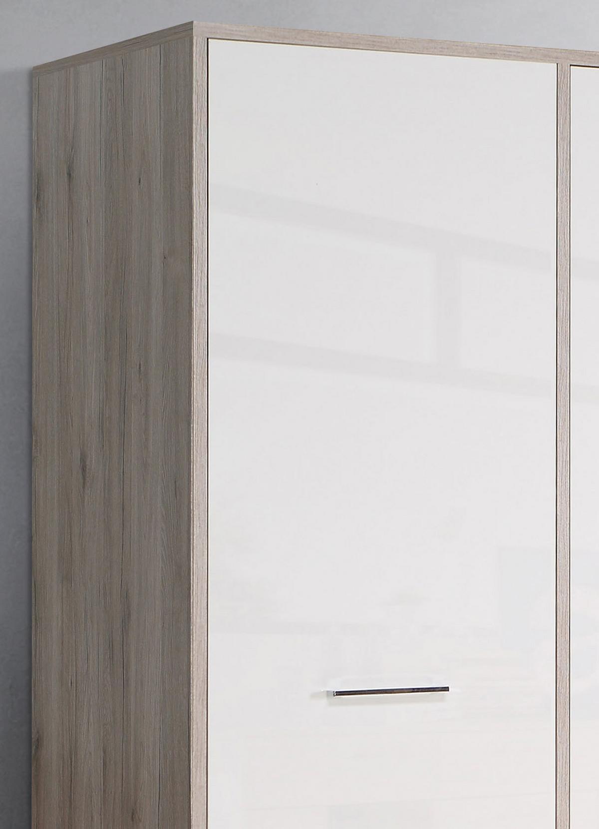DULAP USI ROTATIVE JANDIA - alb/culoare lemn stejar, Konventionell, plastic/metal (209/201,5/60cm) - Modern Living