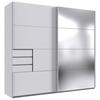 Schwebetürenschrank Saigon in Weiß ca. 225x208x64cm - Weiss/Silberfarben, Konventionell, Glas/Holzwerkstoff (225/208/64cm) - Premium Living