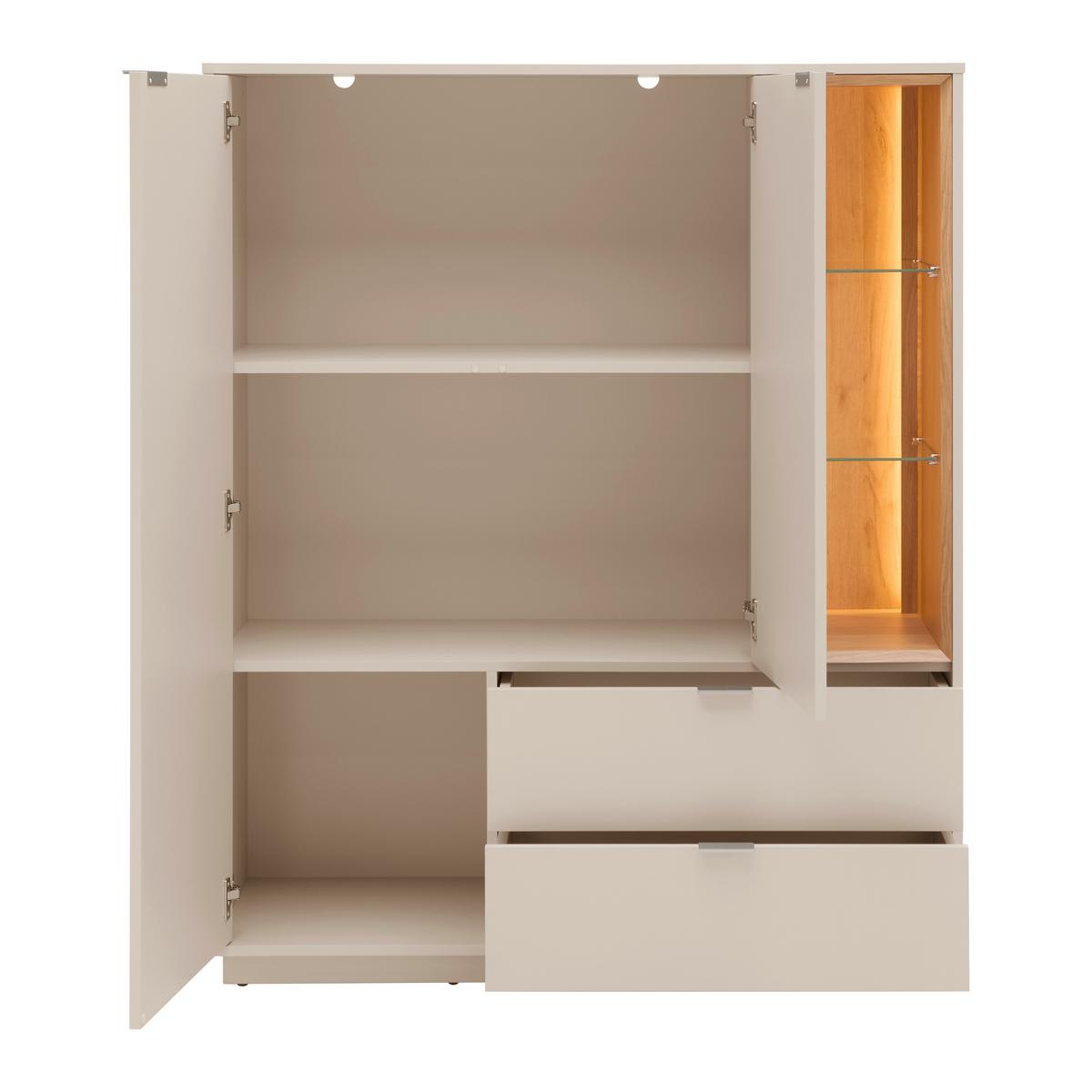 Sideboard Velasca Type 06 Eichefarben/kaschmir - Kaschmir/Eichefarben, Modern, Glas/Holzwerkstoff (116,4/141,6/40cm) - Premium Living