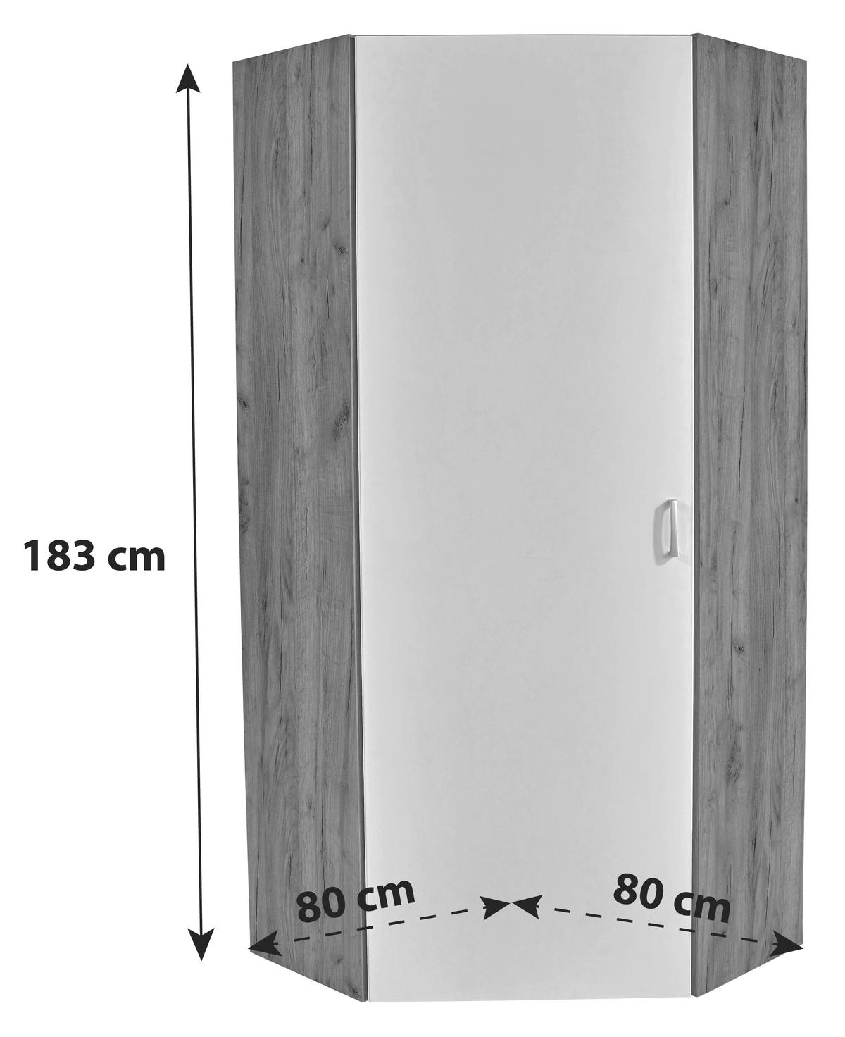 Dulap Tio - alb/culoare lemn stejar, Modern, material pe bază de lemn (80/80cm) - Modern Living