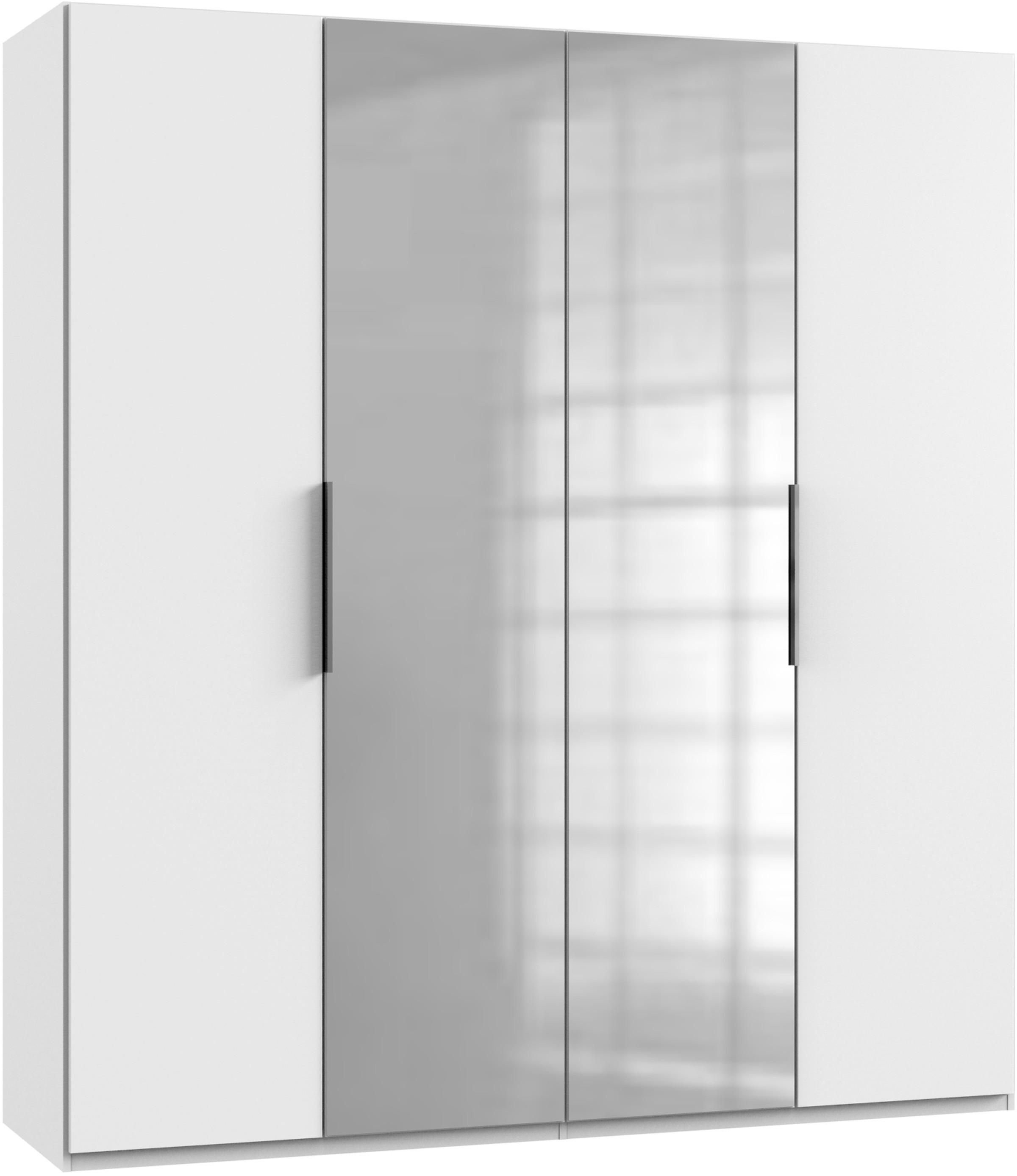 Drehtürenschrank Level 36A mit Spiegel ca. 200 cm Weiß - Chromfarben/Weiß, MODERN, Holzwerkstoff (200/216/58cm) - MID.YOU