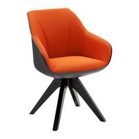 Armlehnstuhl Chill, drehbar Mesh Orange/Schwarz, Lederlook - Schwarz/Orange, MODERN, Holz/Textil (60/83/65cm) - Mömax