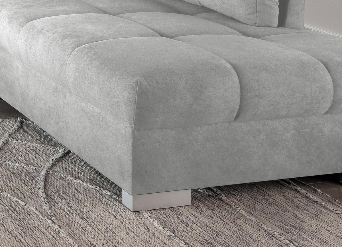 Wohnlandschaft Alvito Silberfarben Nylon/Mikrofaser - Silberfarben, Design, Holz/Textil (298/202cm) - MID.YOU