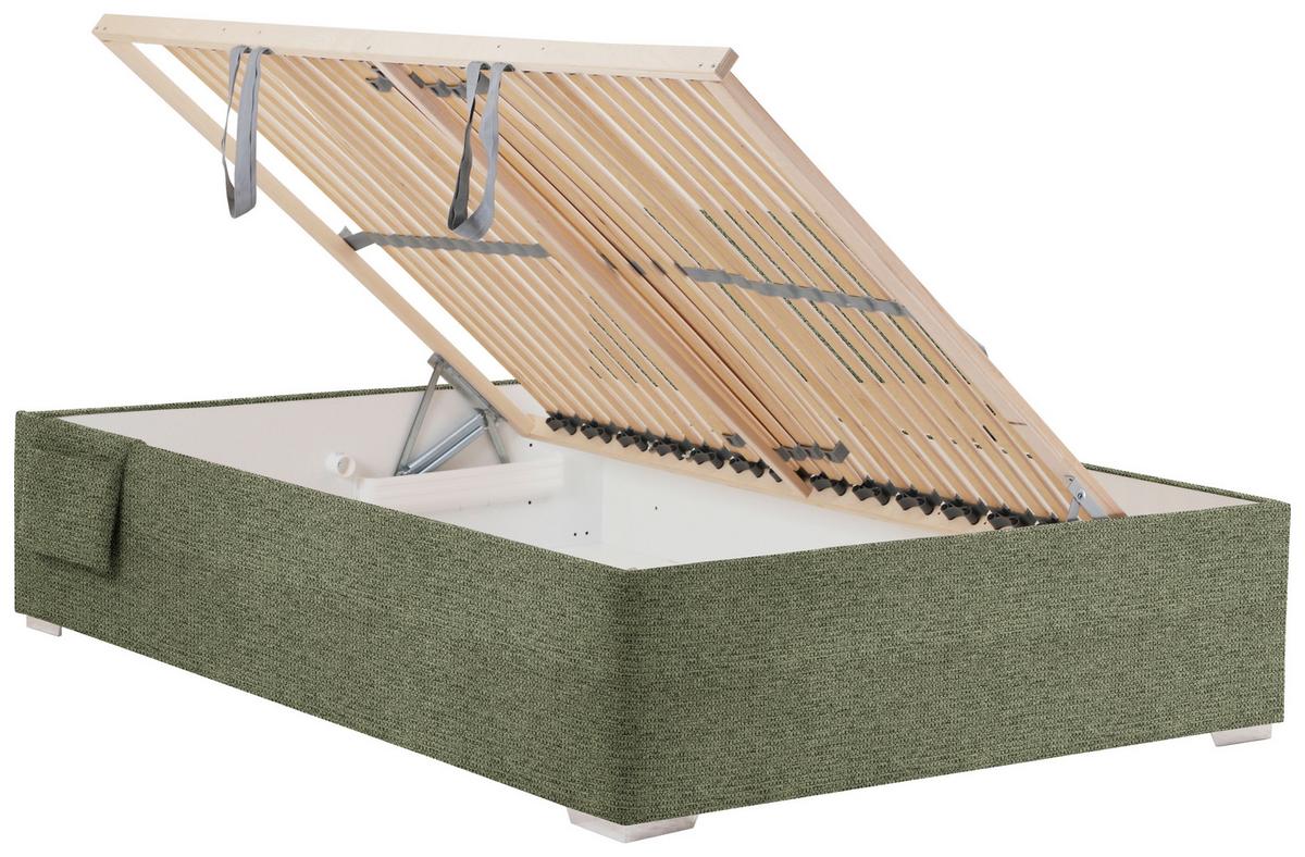 Bett Remi Olivgrün ca. 120x200cm - Chromfarben/Naturfarben, KONVENTIONELL, Holz/Kunststoff (120/200cm) - Mömax