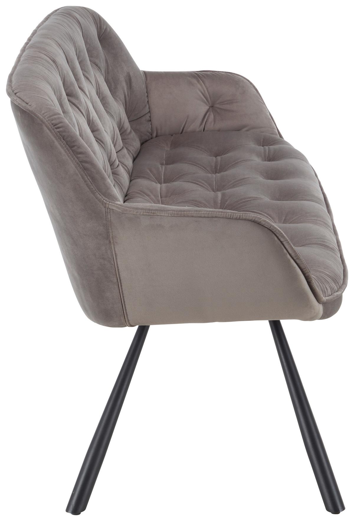 Klupa Eileen - siva/crna, Moderno, metal/tekstil (171/88/65cm) - Premium Living