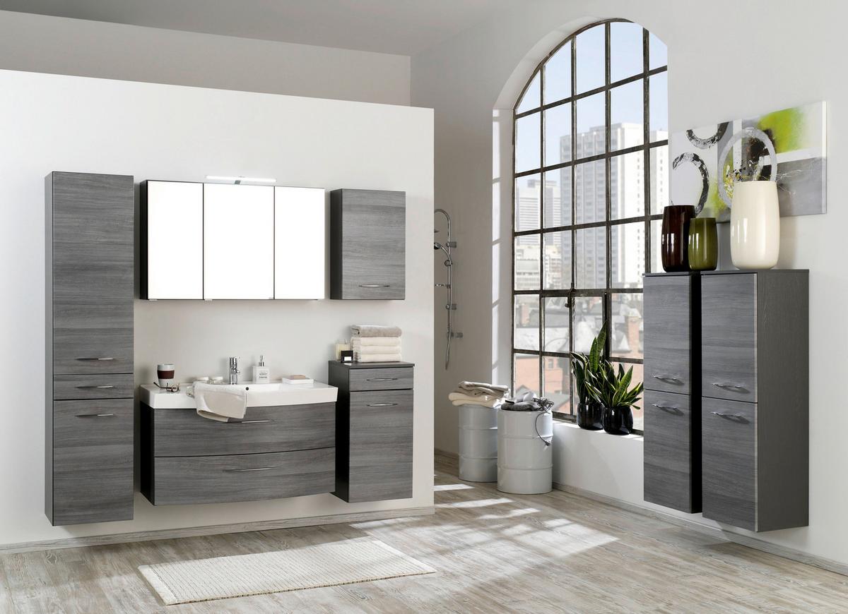 Seitenschrank Florida in Graphit/Silberfarben - Chromfarben/Silbereichenfarben, MODERN, Holzwerkstoff/Metall (40/180/35cm)