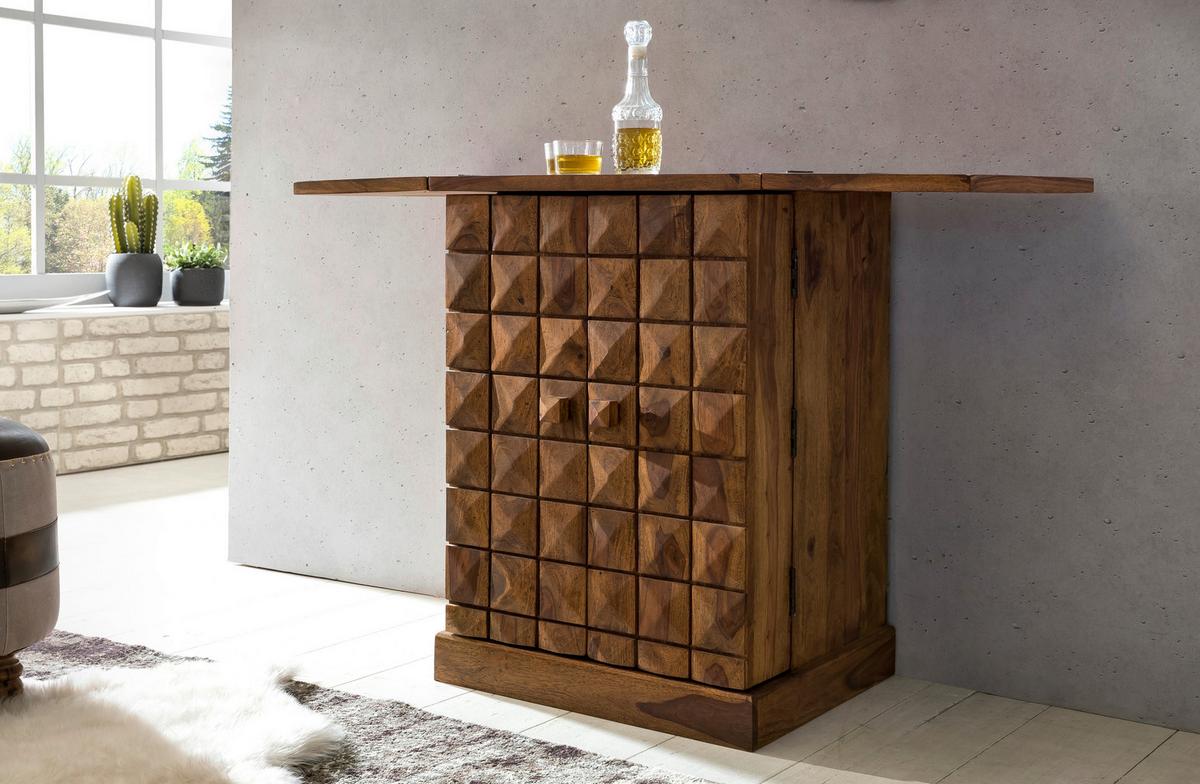 Barschrank ca. 64x91 cm Sheesham massiv - Sheeshamfarben, Design, Holz (64/91/50cm) - MID.YOU