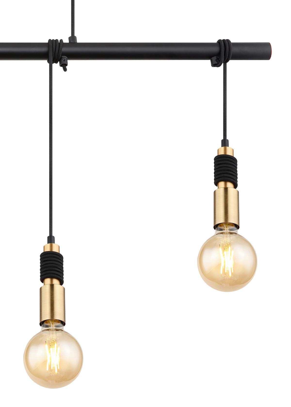 Hängeleuchte Alexius Schwarz/Messing max. 60 Watt - Messingfarben/Schwarz, Basics, Metall (100/6/120cm) - Globo