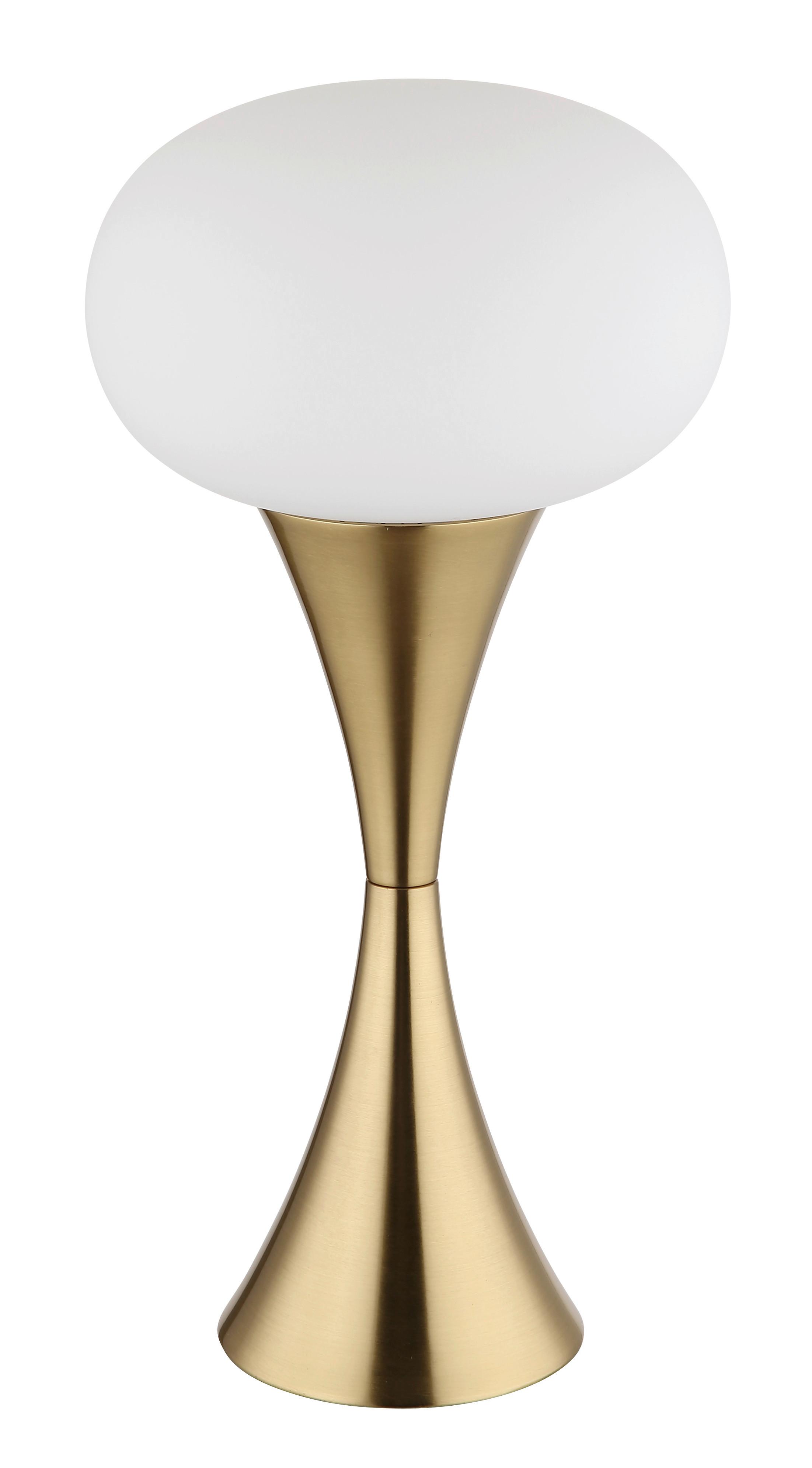 TISCHLEUCHTE 21027M - Messingfarben/Opal, Design, Glas/Kunststoff (18/36,9cm) - Globo