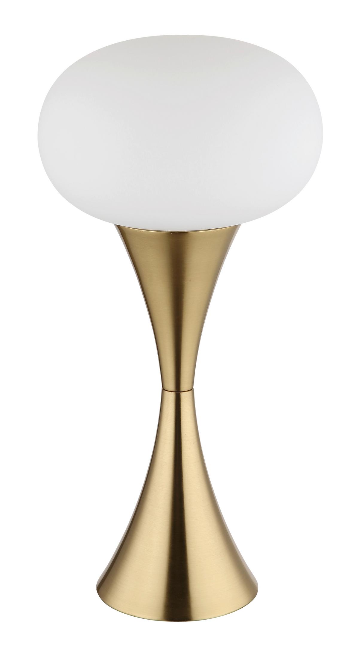 TISCHLEUCHTE 21027M - Messingfarben/Opal, Design, Glas/Kunststoff (18/36,9cm) - Globo