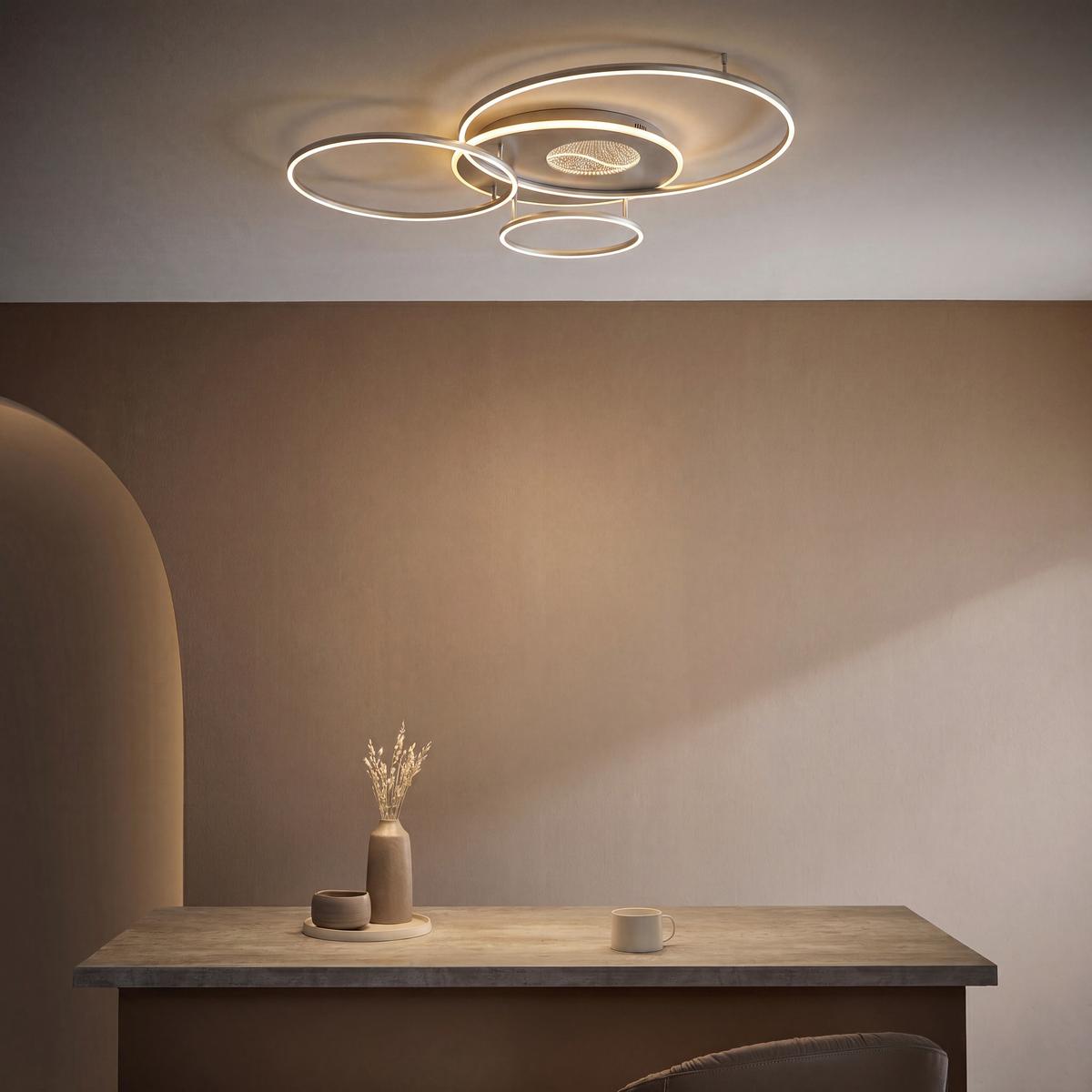 LAMPA SUFITOWA LED 48466-70A INVERTINA - kolor srebrny/biały, Design, tworzywo sztuczne/metal (126,4/105,3/13cm) - Globo