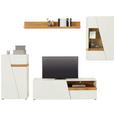 Wohnwand Weiß/Eiche - Eichefarben/Schwarz, MODERN, Glas/Holzwerkstoff (275/170/40cm) - Modern Living Wohnwand Weiß/Eiche - Eichefarben/Schwarz, MODERN, Glas/Holzwerkstoff (275/170/40cm) - Modern Living
