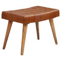 Hocker WL6.012 ca. 67x47 cm Braun/Echtleder - Braun, Natur, Leder/Holz (67/47/39cm) - MID.YOU