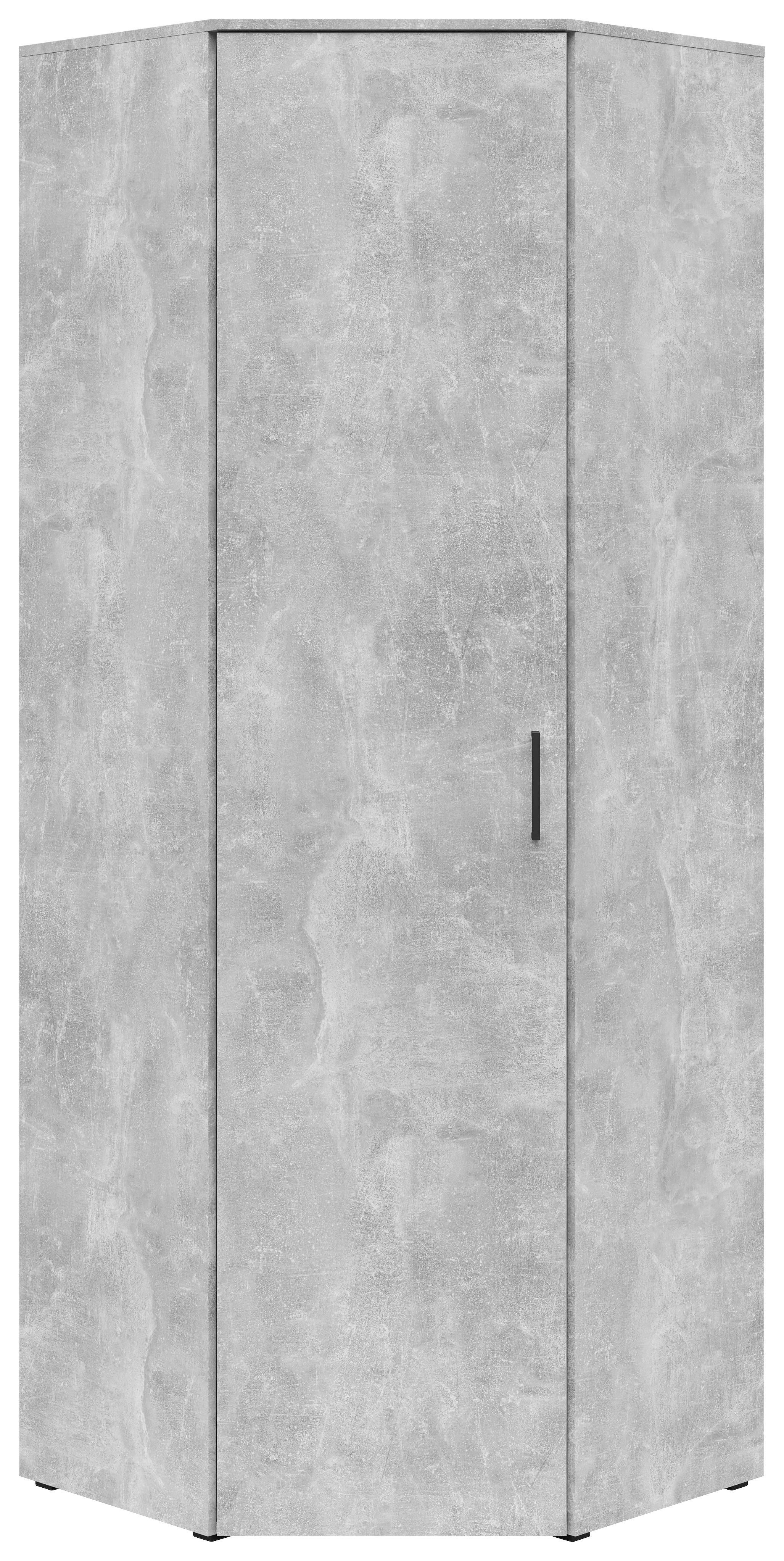 Eckschrank Multistauraum Betonoptik - Schwarz/Grau, MODERN, Holzwerkstoff/Kunststoff (71,5/195/71,5cm) - Mömax