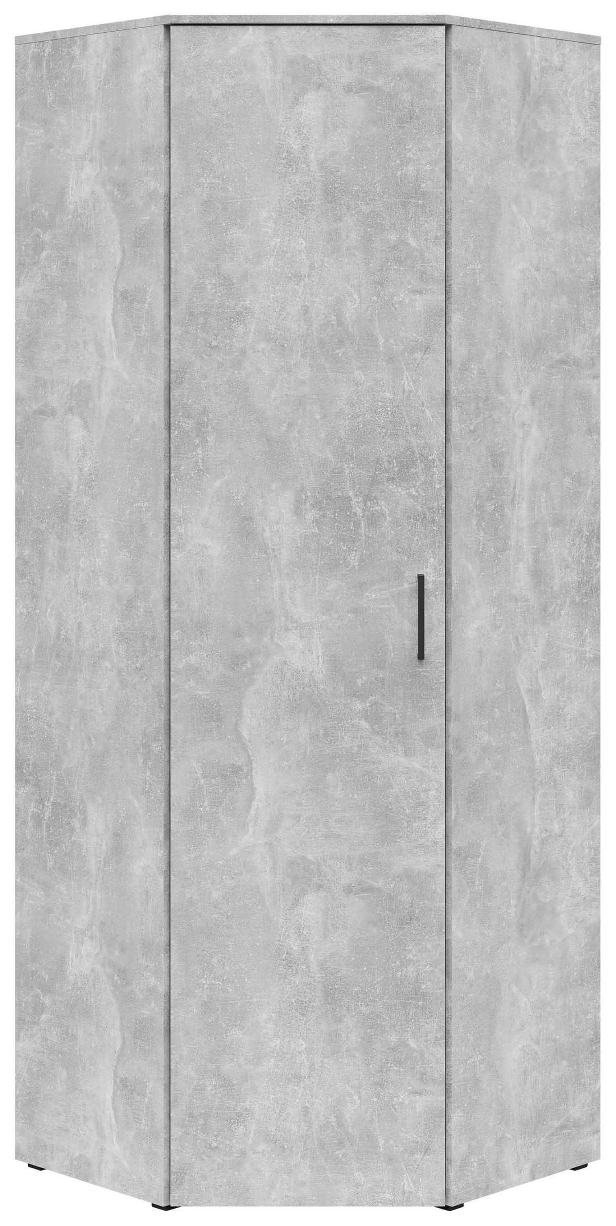 Eckschrank Multistauraum Betonoptik - Schwarz/Grau, MODERN, Holzwerkstoff/Kunststoff (71,5/195/71,5cm) - Mömax