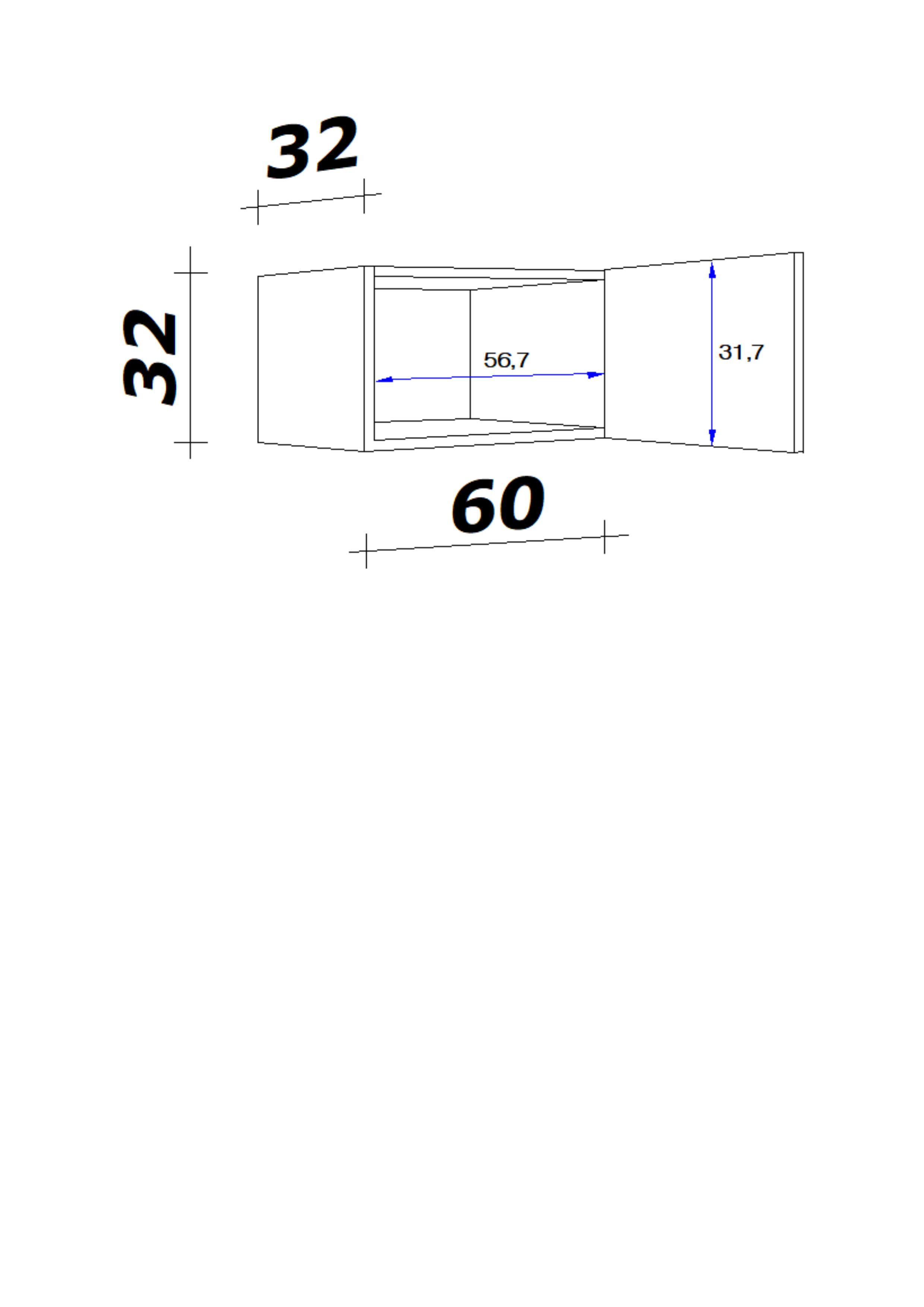 Küchenoberschrank Weiß - Edelstahlfarben/Weiß, MODERN, Holzwerkstoff/Metall (60/32/32cm) - FlexWell