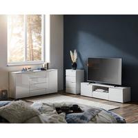 KOMODA SPICE 4 - biały wysoki połysk/kolor srebrny, Design, materiał drewnopochodny/tworzywo sztuczne (65/80/40cm) - Carryhome