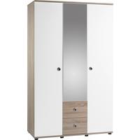 Kombischrank Wiki ca. 115x190 cm Weiß/Eiche - Alufarben/Weiß, KONVENTIONELL, Glas/Holzwerkstoff (115/190/52cm) - MID.YOU