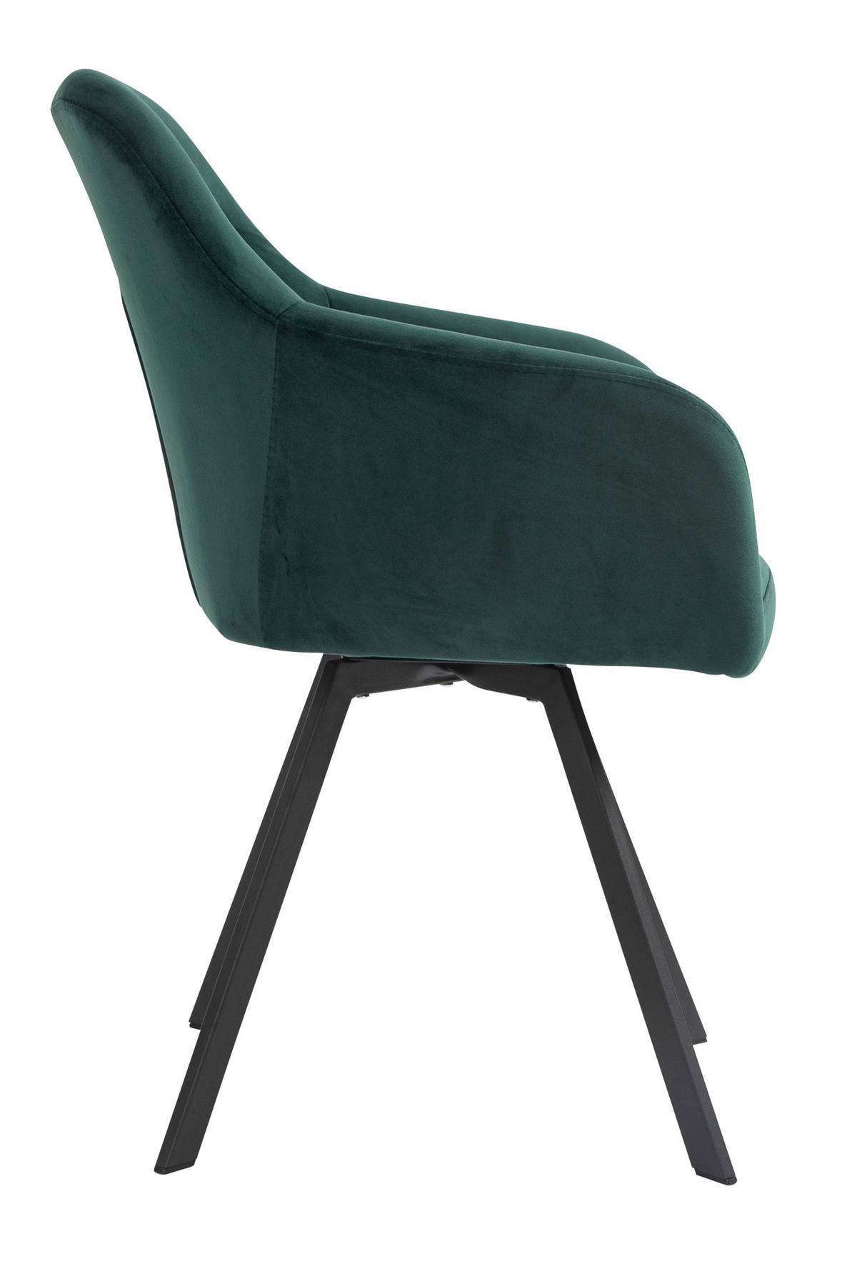 Naslanjač Samt, Gozdno Zelena, Vrtljiv - črna/gozdno zelena, Moderno, kovina/tekstil (61/85/62cm) - Livetastic