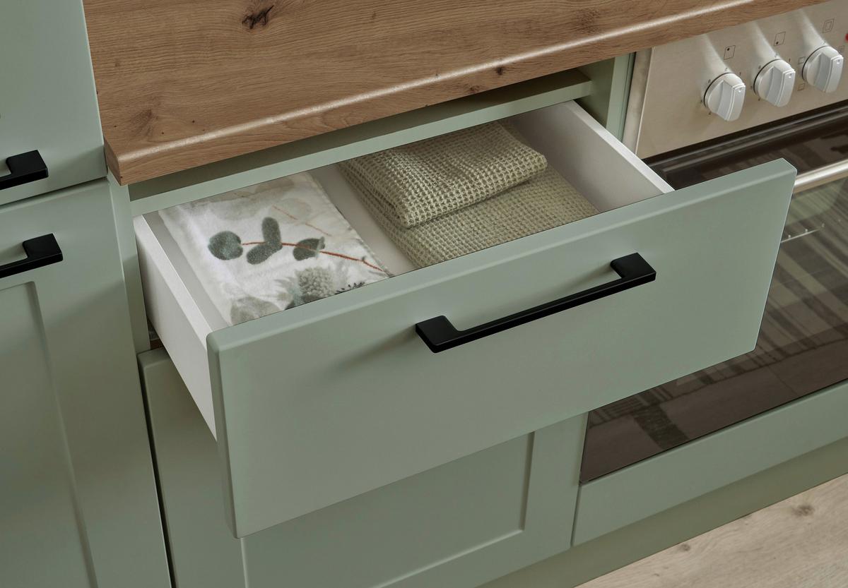 Konyhablokk Gépek Nélkül Marseille Z 220 Green2 - fekete/Artisan tölgy, Design, faalapú anyag/fém (220cm) - MID.YOU
