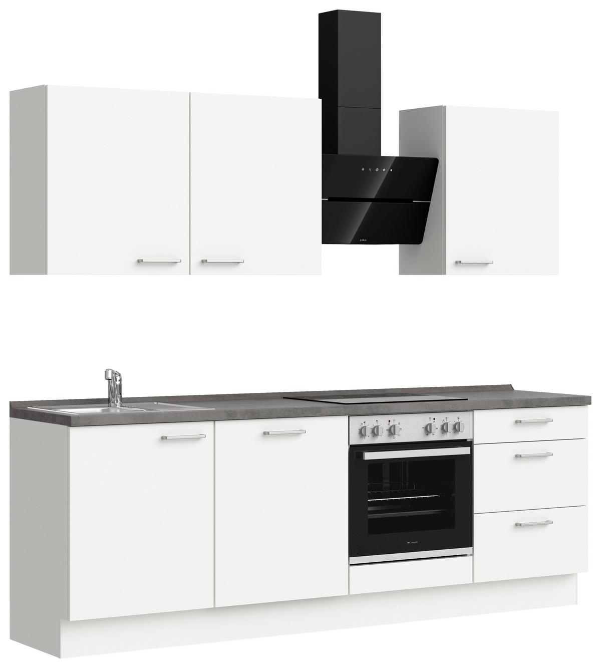 Küchenleerblock Touch High o. Geräte Weiß - Edelstahlfarben/Weiß, MODERN, Holzwerkstoff/Metall (240cm) - Nobilia