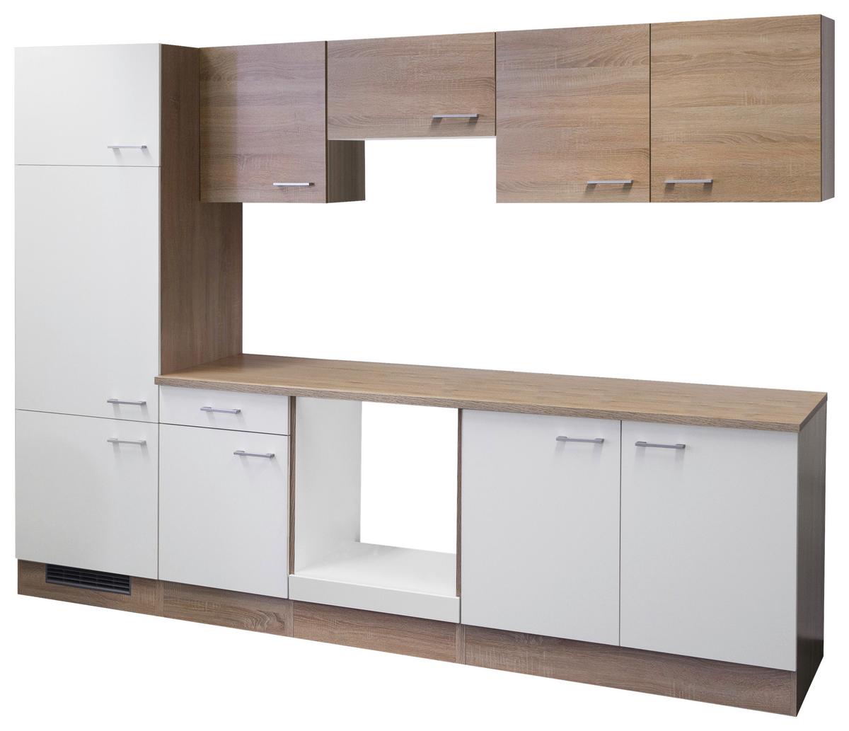 Blok Kuhinja Samoa 955 - bijela/hrast Sonoma, Konvencionalno, drvni materijal/plastika (270cm)