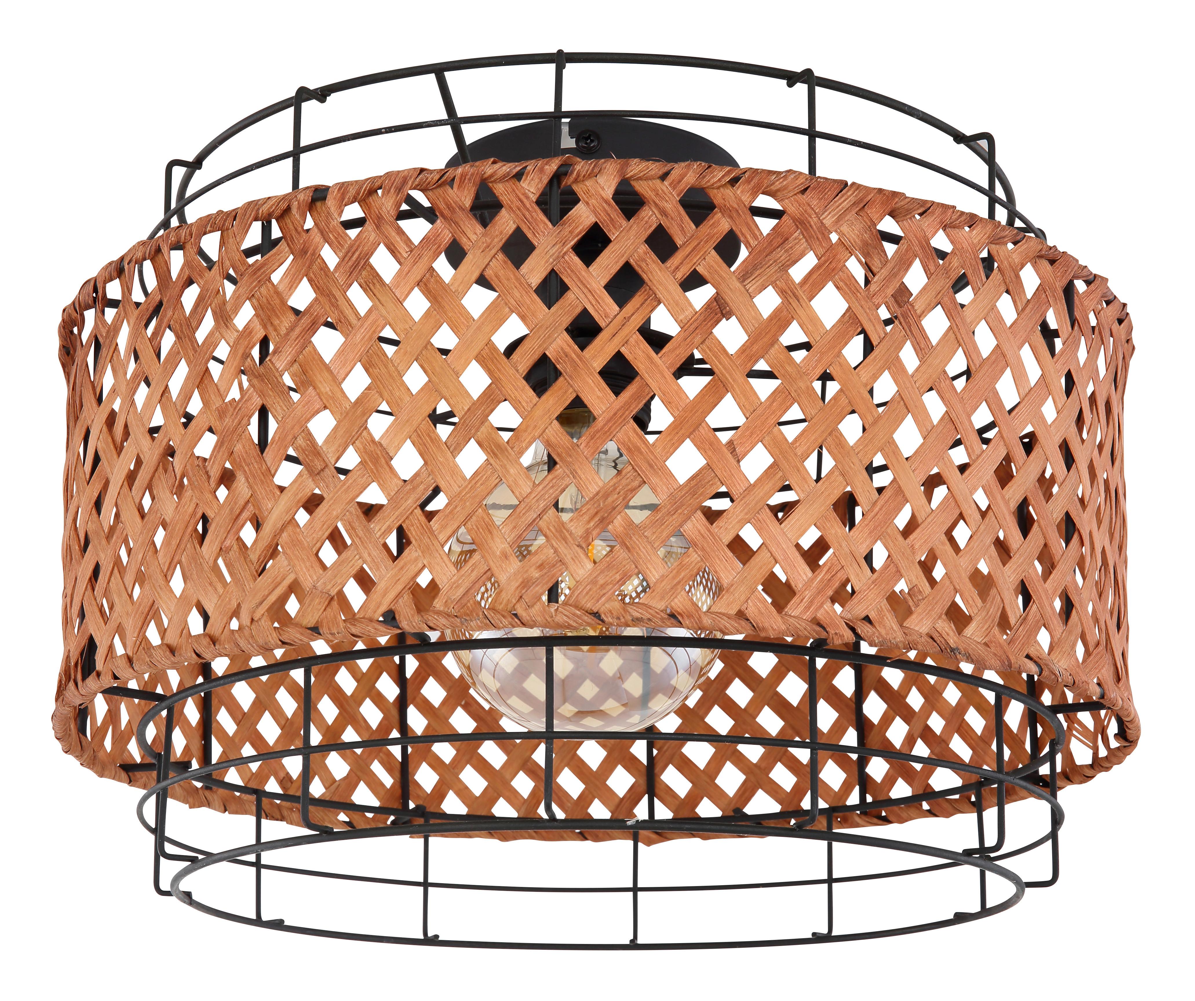 Stropna Svjetiljka Tamno Smeđa Boja - tamno smeđa/crna, Natur, metal/prirodni materijali (35/24,5cm) - Globo