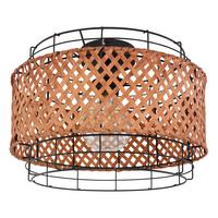 Stropna Svetilka 15668d Gina - črna/temno rjava, Natur, kovina/naravni materiali (35/24,5cm) - Globo