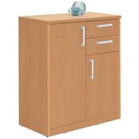 KOMODA EASY - kolor bukowy/kolor srebrny, Basics, materiał drewnopochodny (72/84/36cm) - Xora