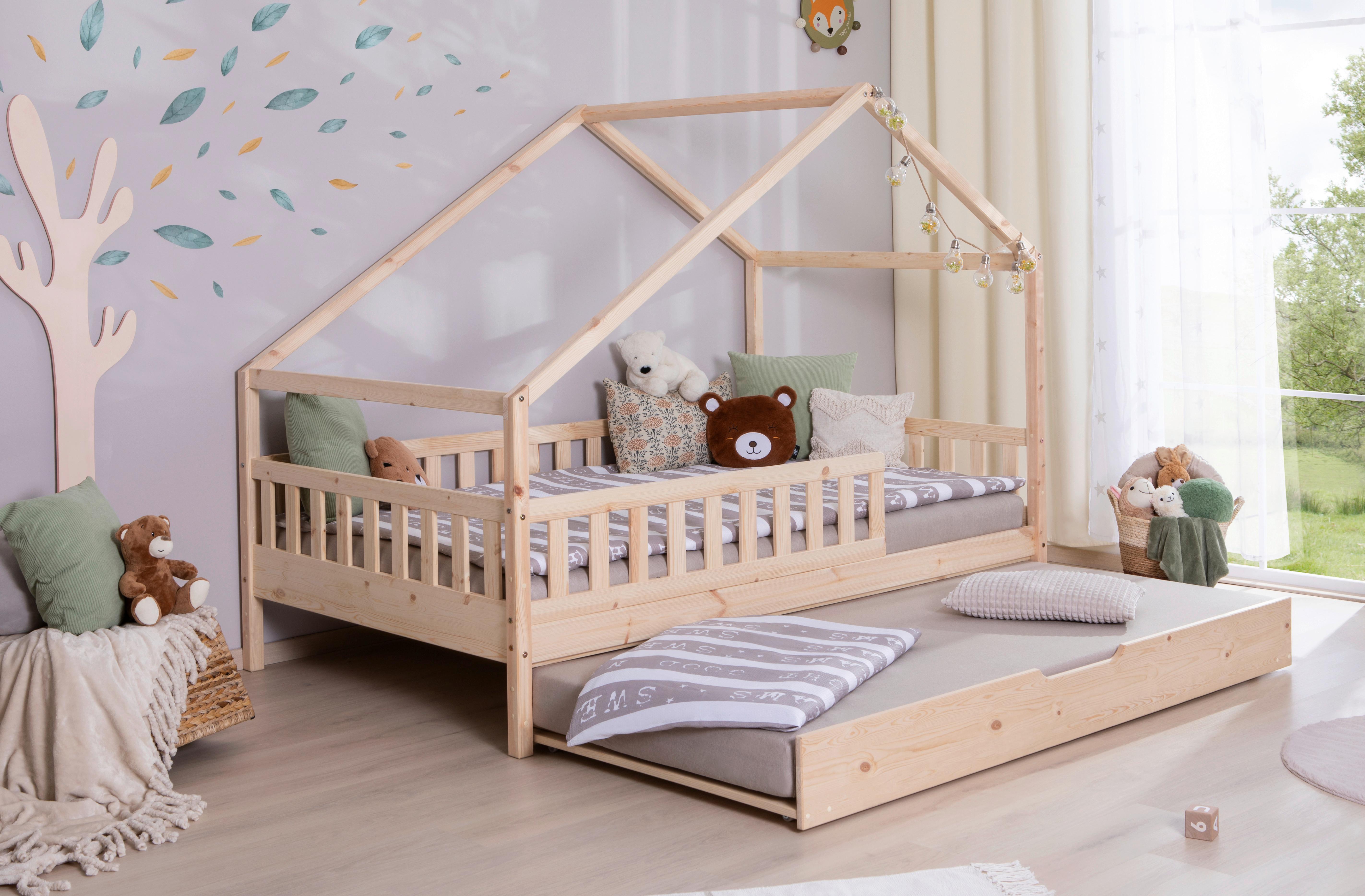 Hausbett Lou m. Zusatzbett ca. 140x200 cm Holz - Naturfarben, MODERN, Holz (140/200cm) - MID.YOU