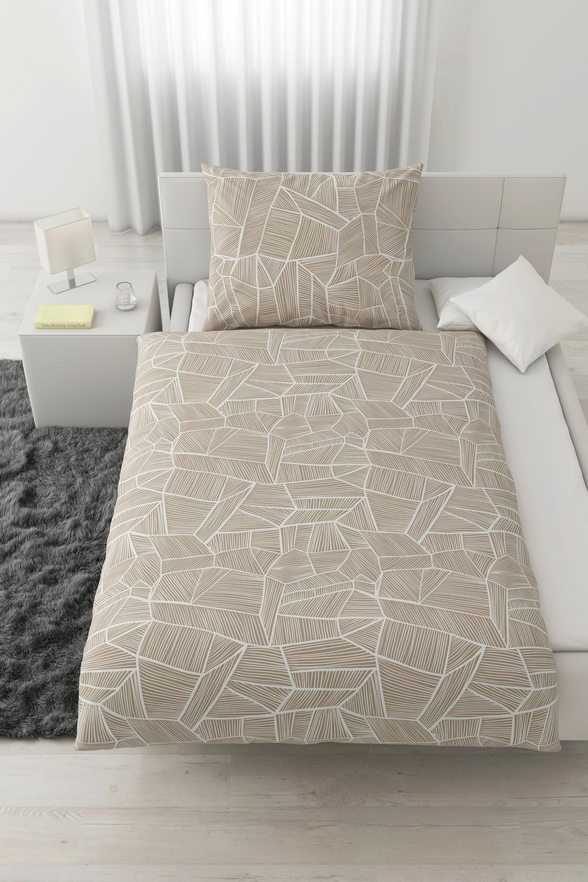 Bettwäsche Tessa Wende in Weiss/Beige ca. 160x210cm - Weiss/Beige, Konventionell, Textil (160/210cm) - Modern Living