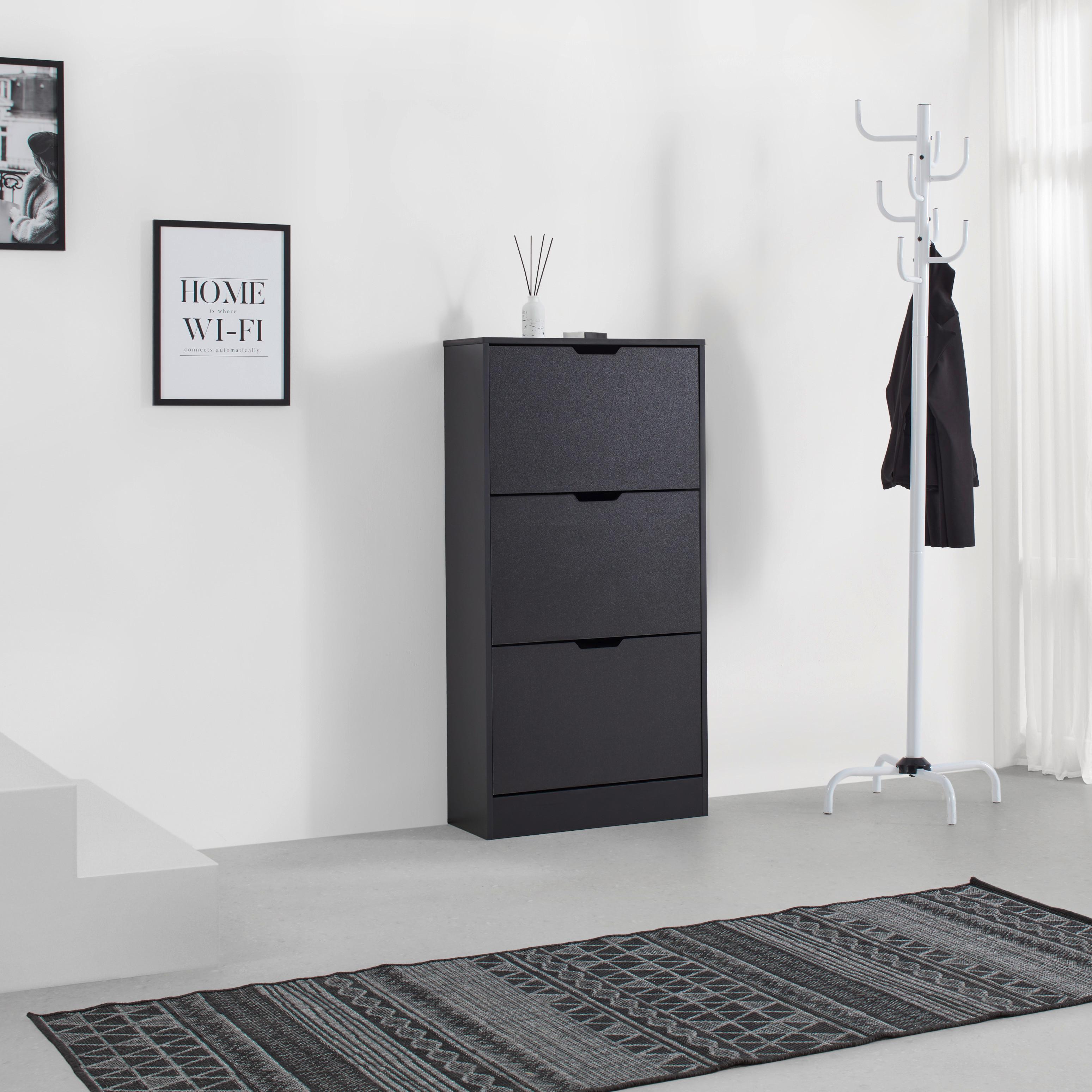 SKOSKÅP RUDI -EXKLUSIV- - svart, Klassisk, trämaterial (60/118/24cm) - Mömax
