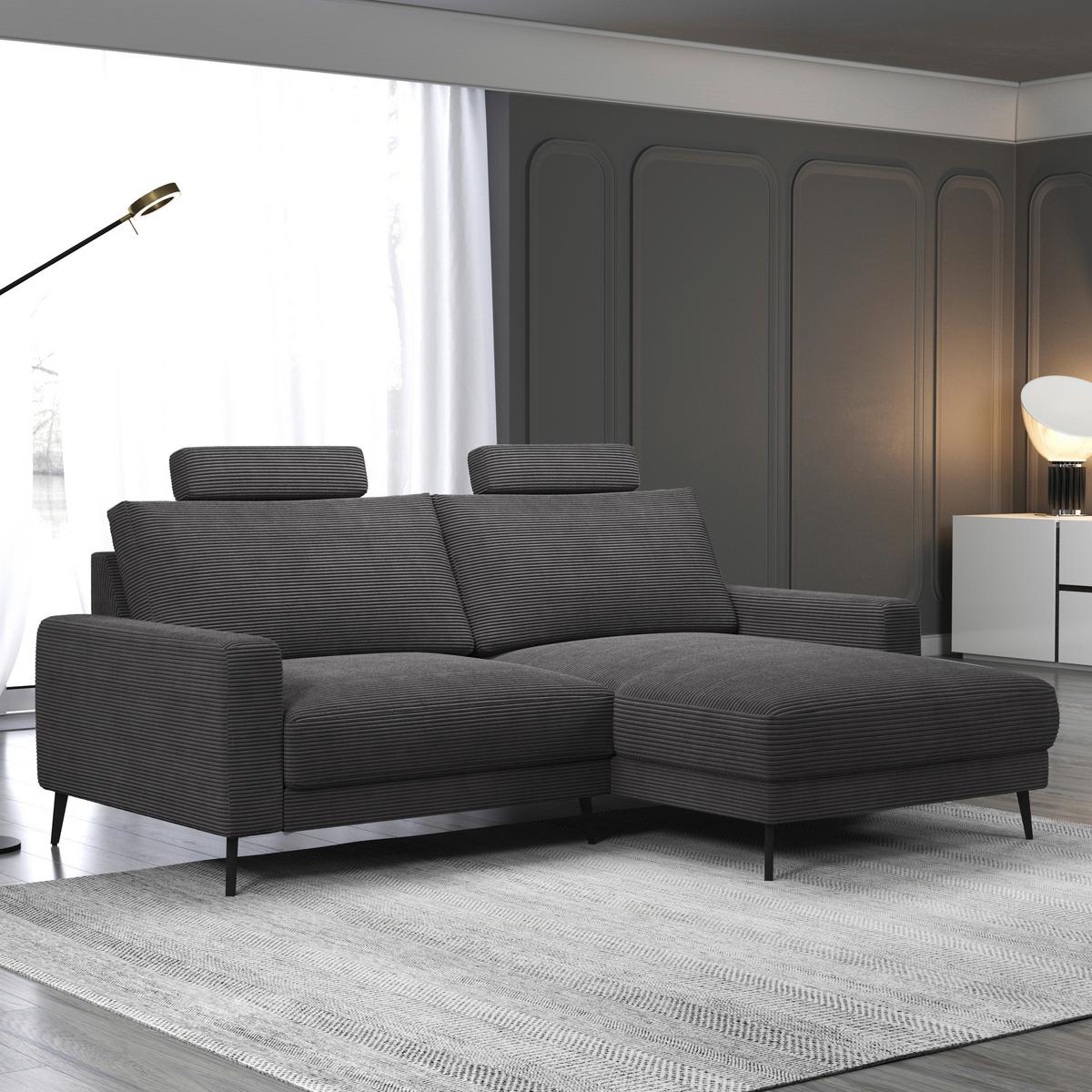 Kopfstütze Cora Dunkelgrau - Dunkelgrau, MODERN, Textil/Metall (63/57/40cm) - Mömax
