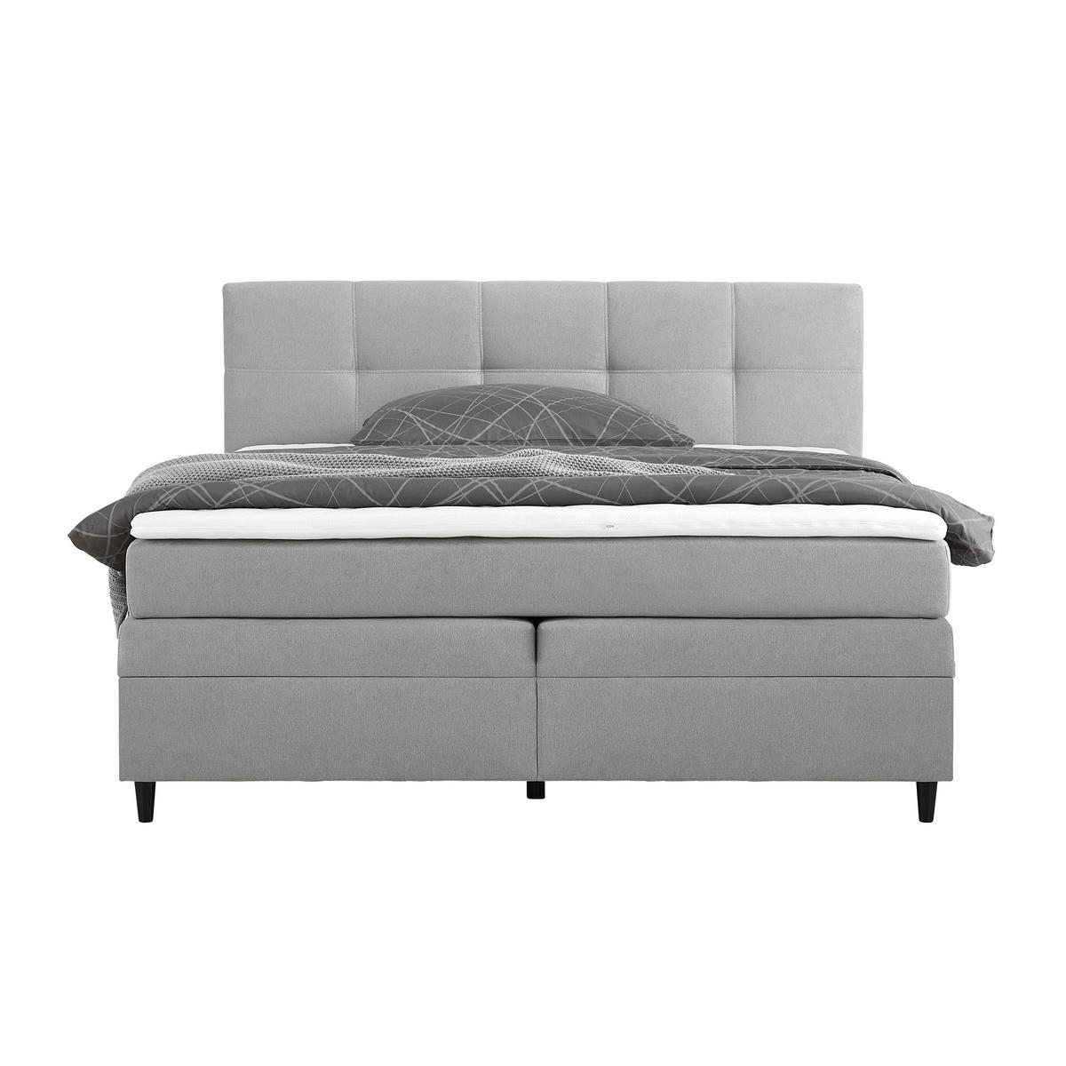 Boxspringbett Miami in Grau ca. 180x200cm - Schwarz/Grau, KONVENTIONELL, Holz/Holzwerkstoff (180/200cm) - Mömax