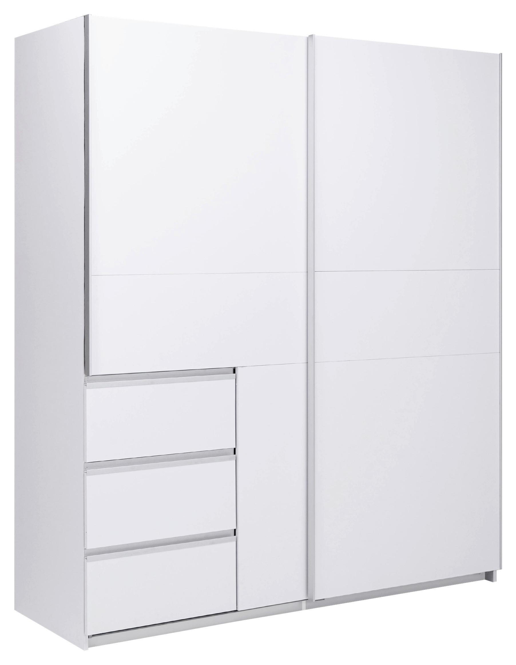 Omara Z Drsnimi Vrati Wilma, Bela - bela, Moderno, kovina/leseni material (175/210/61,5cm) - P & B