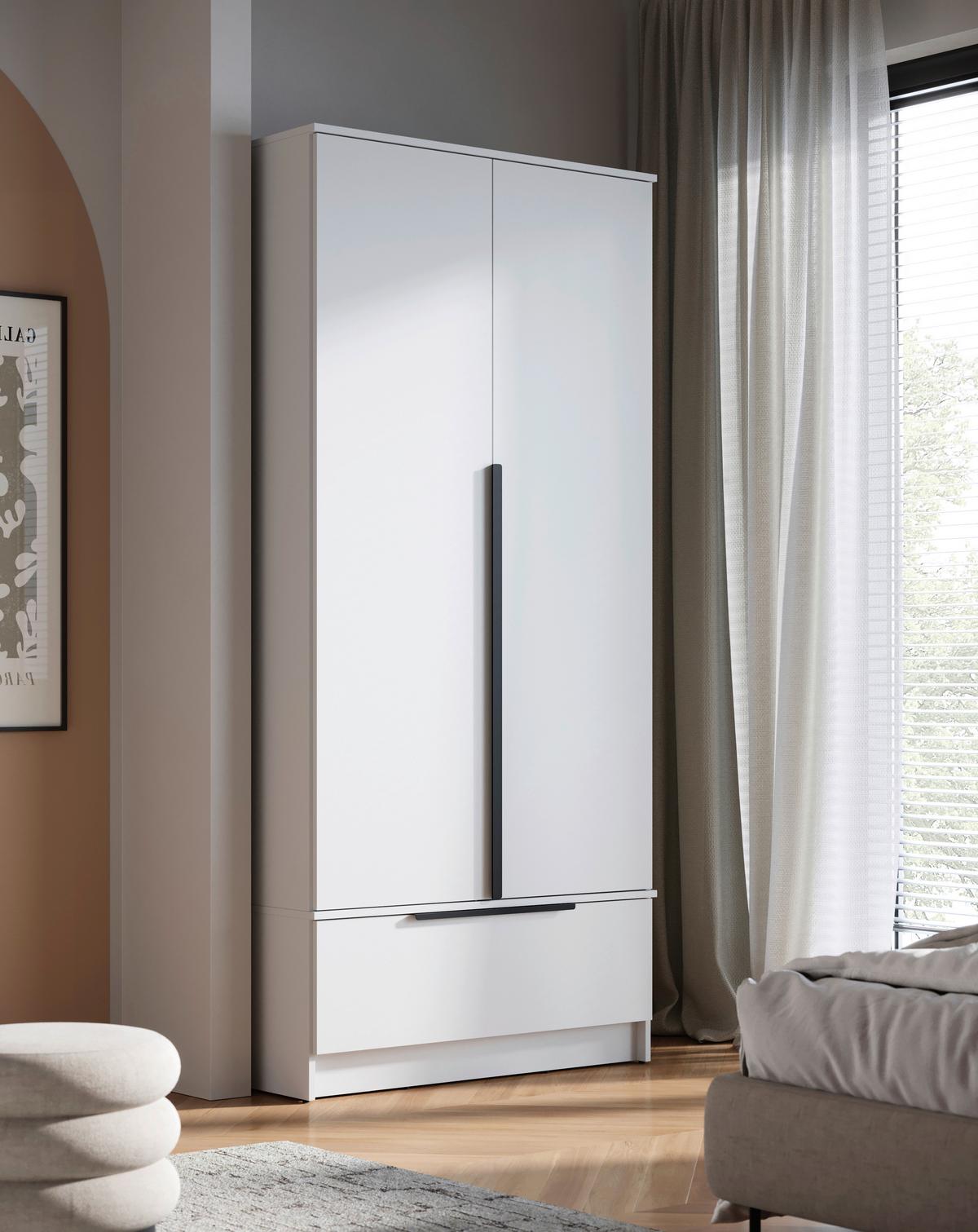 Omara Za Oblačila Spirit, Bela - črna/bela, Konvencionalno, kovina/leseni material (90,2/192,9/51cm) - P & B