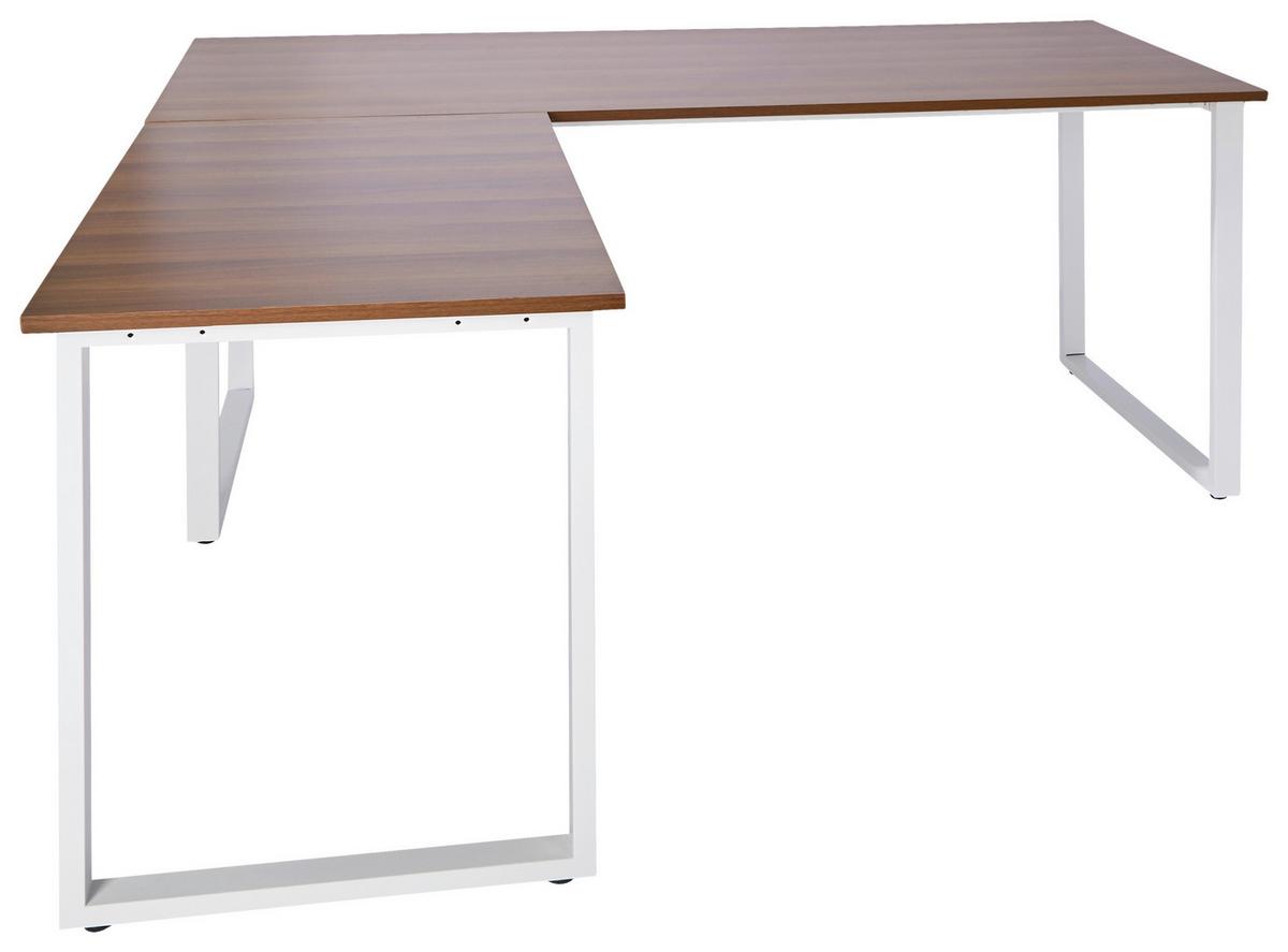 Kotna Pisalna Miza Workspace Xl I, Oreh - barva oreha/bela, Basics, kovina/leseni material (180/180/75,5cm) - MID.YOU