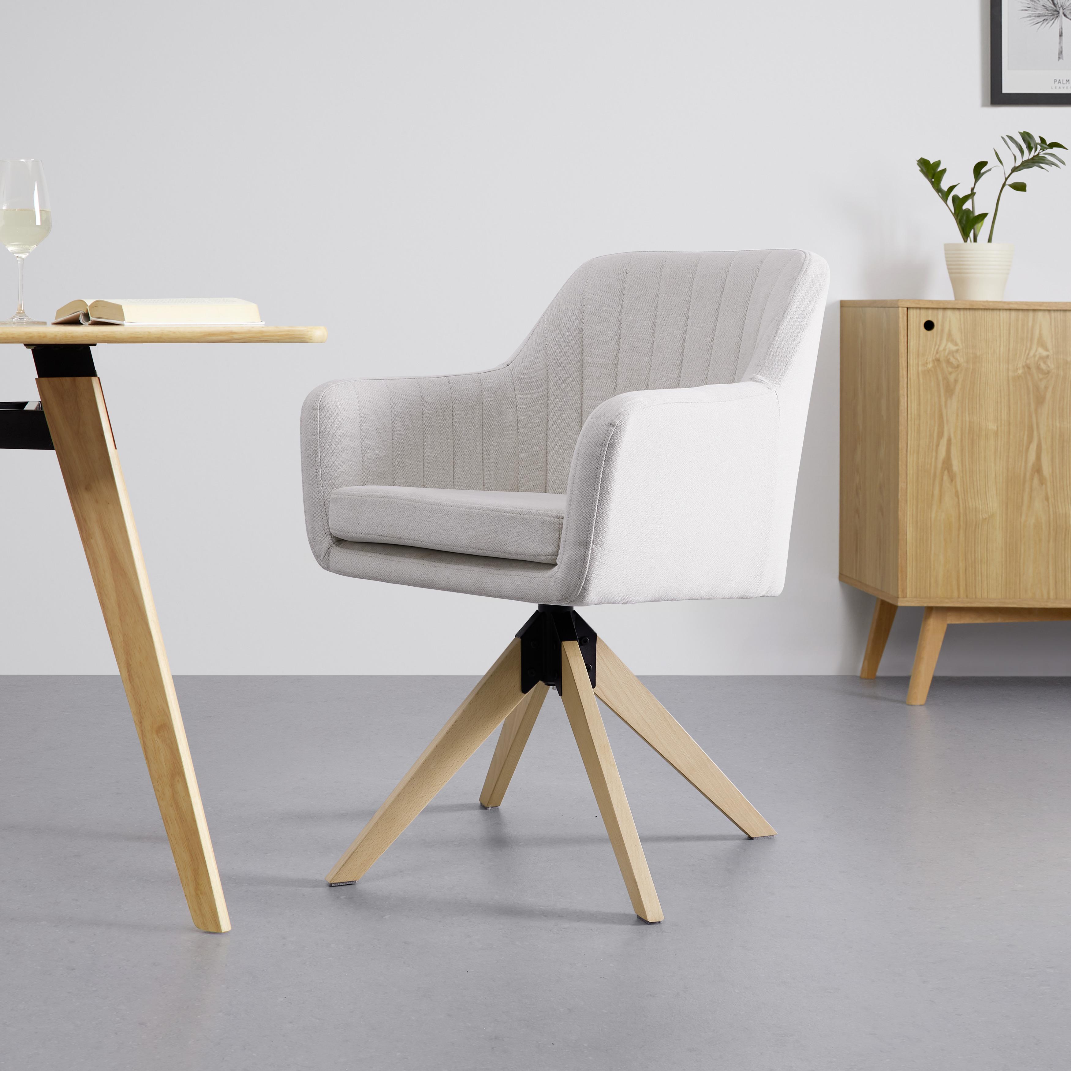 Armlehnstuhl "Lucita", beige - Beige/Naturfarben, MODERN, Holz/Textil (58/87/60cm) - Bessagi Home