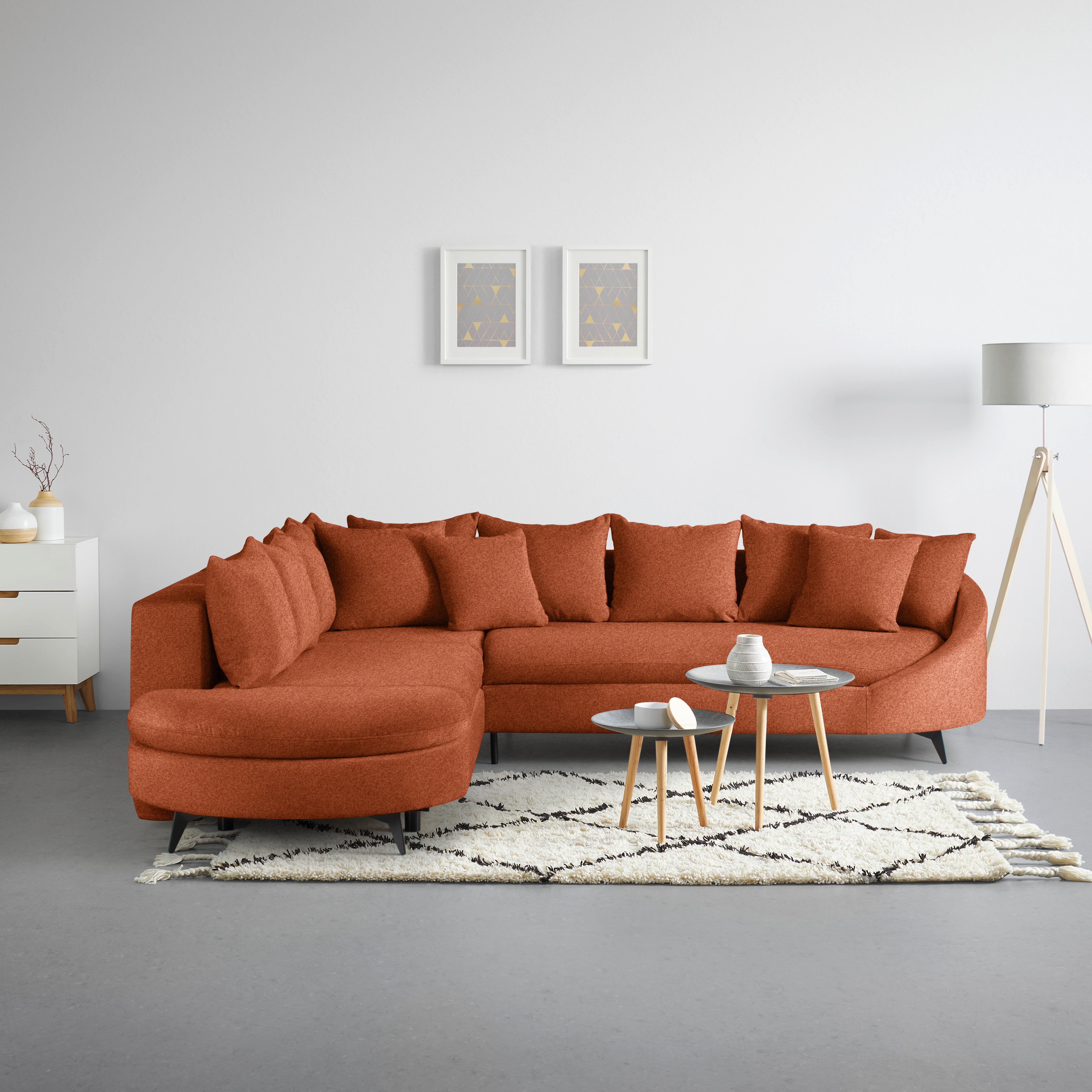 Ecksofa Axel Rostfarben - Rostfarben/Schwarz, MODERN, Textil/Metall (250/87/291cm) - Mömax