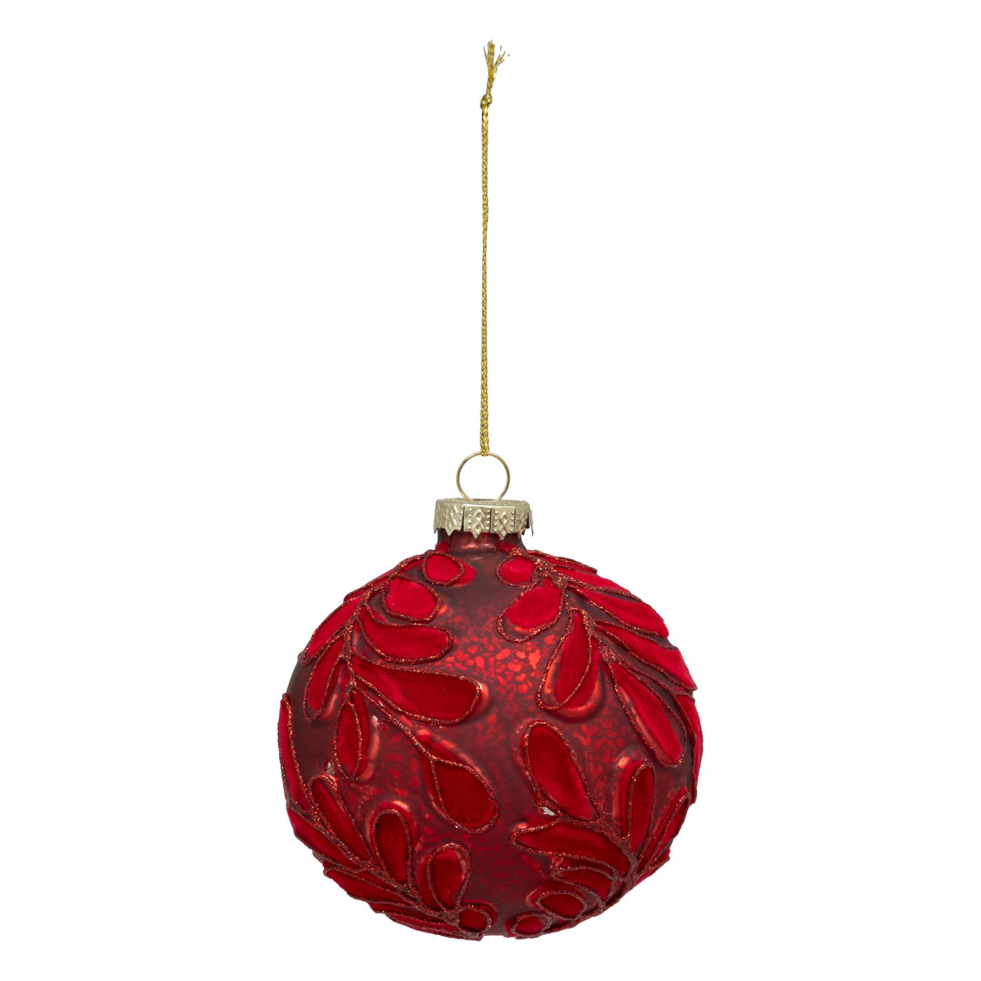 Staklena Kuglica Za Bor Velvet 9cm - tamno crvena, Moderno, staklo (9cm)