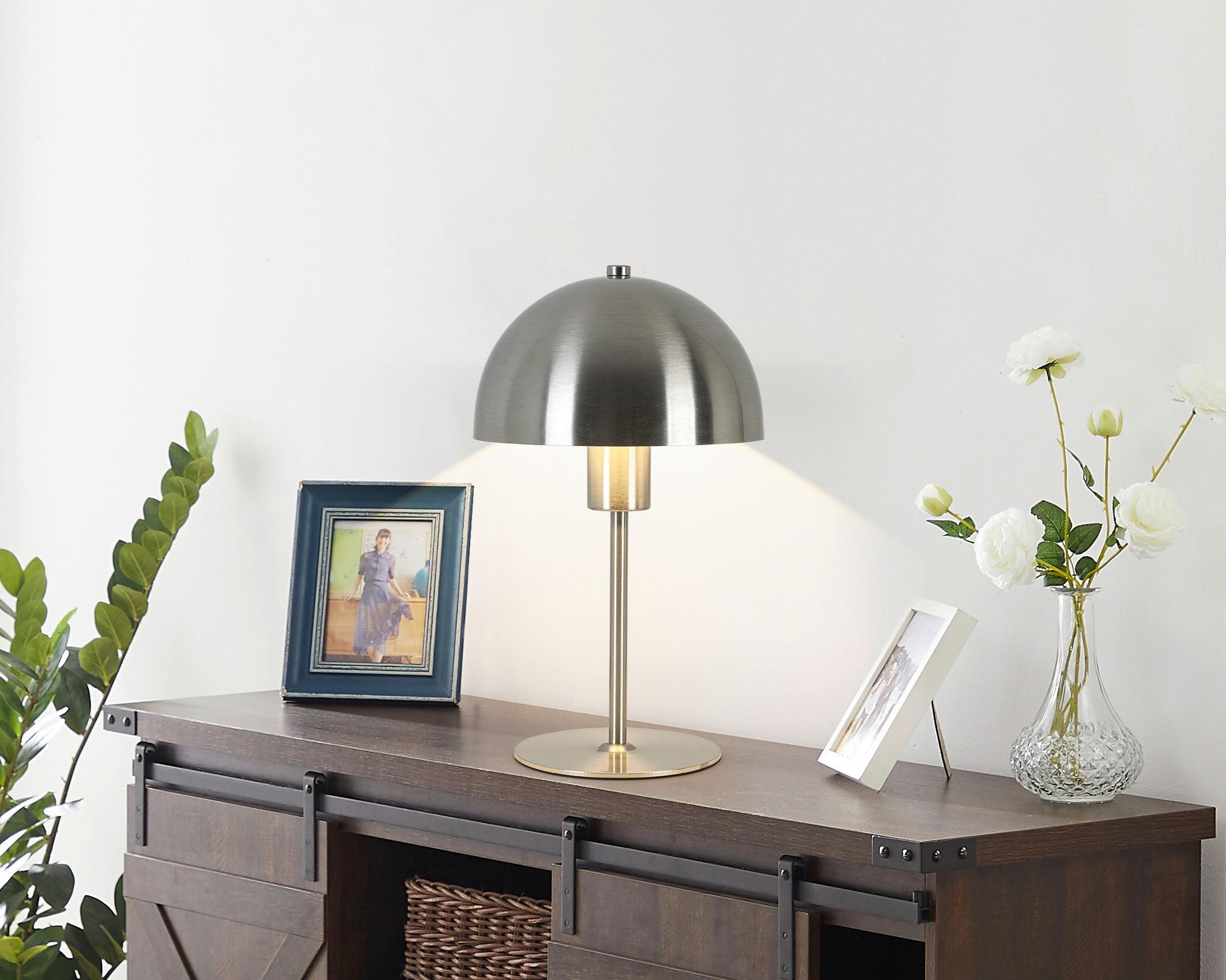 Tischleuchte Musch Nickelfarben max. 25 Watt - Schwarz/Nickelfarben, Modern, Kunststoff/Metall (18/30cm) - Mömax