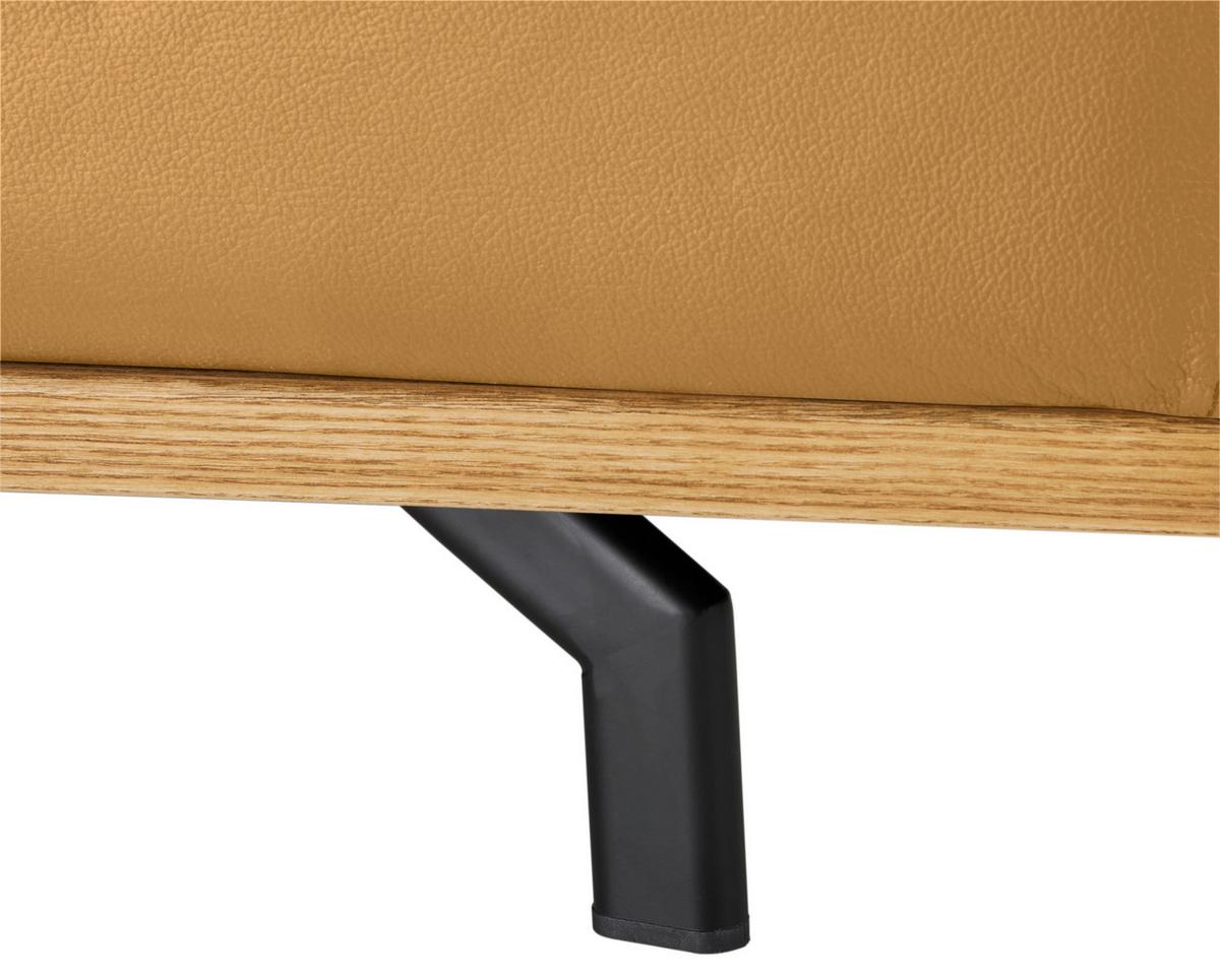 Wohnlandschaft Carmen links Senfgelb - Senfgelb/Schwarz, MODERN, Leder/Holz (292/72/226cm) - Premium Living