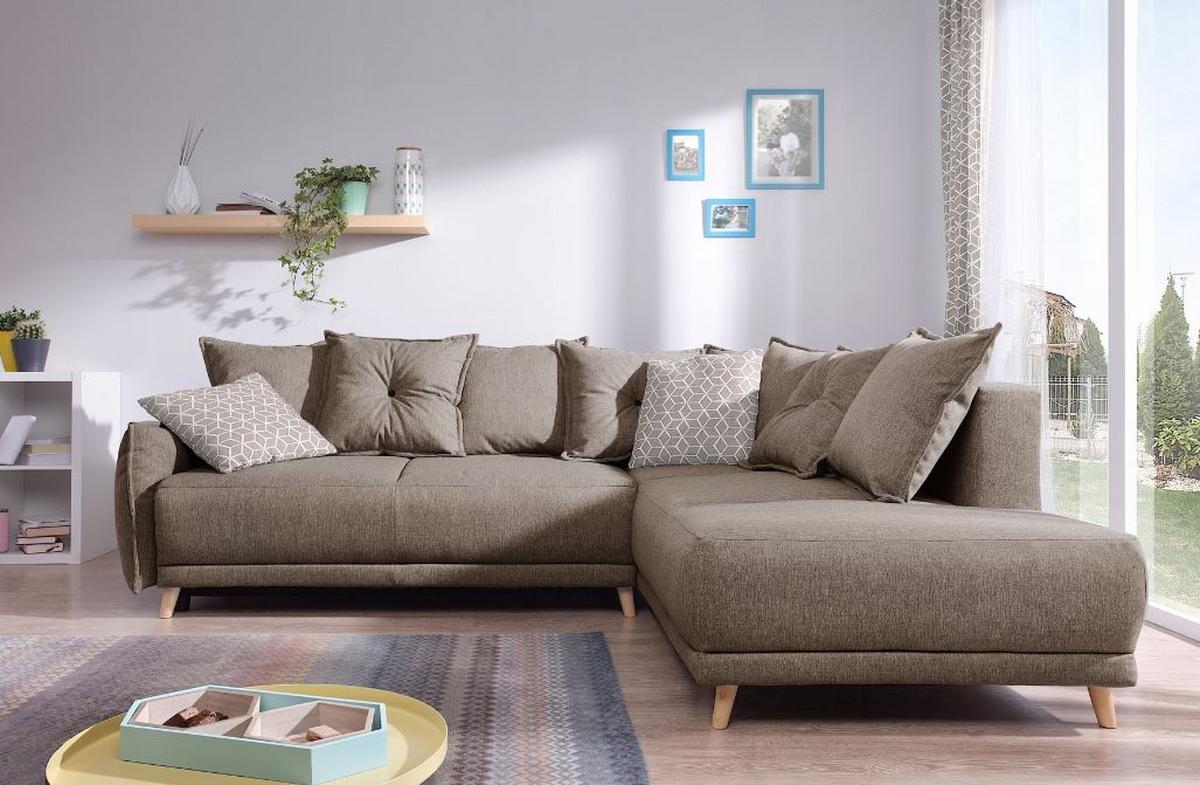 Eckschlafsofa in Hellbraun ´LAZY LUKA´ - Hellbraun/Beige, Basics, Holz/Textil (235/190cm) - MID.YOU