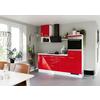 Küchenblock mit Geräten ca. 215 cm Rot/Weiß - Edelstahlfarben/Rot, Trend, Holzwerkstoff/Metall (215cm) - Impuls